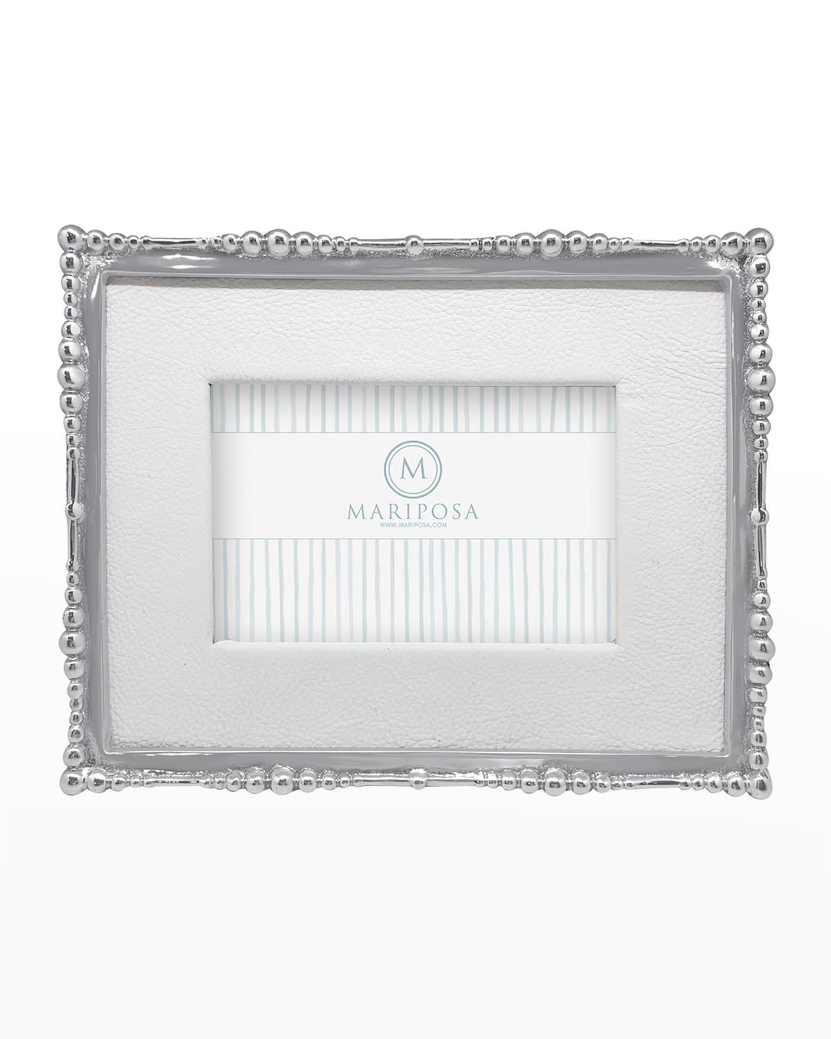 Mariposa Blue Leather w/ Metal Border Frame, 4" x 6" Neiman Marcus