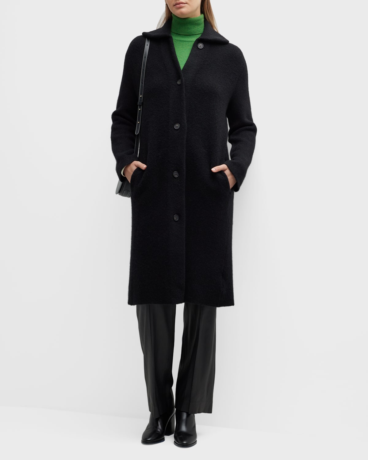 LAPOINTE Merino Wool Belted Crop Cardigan | Neiman Marcus