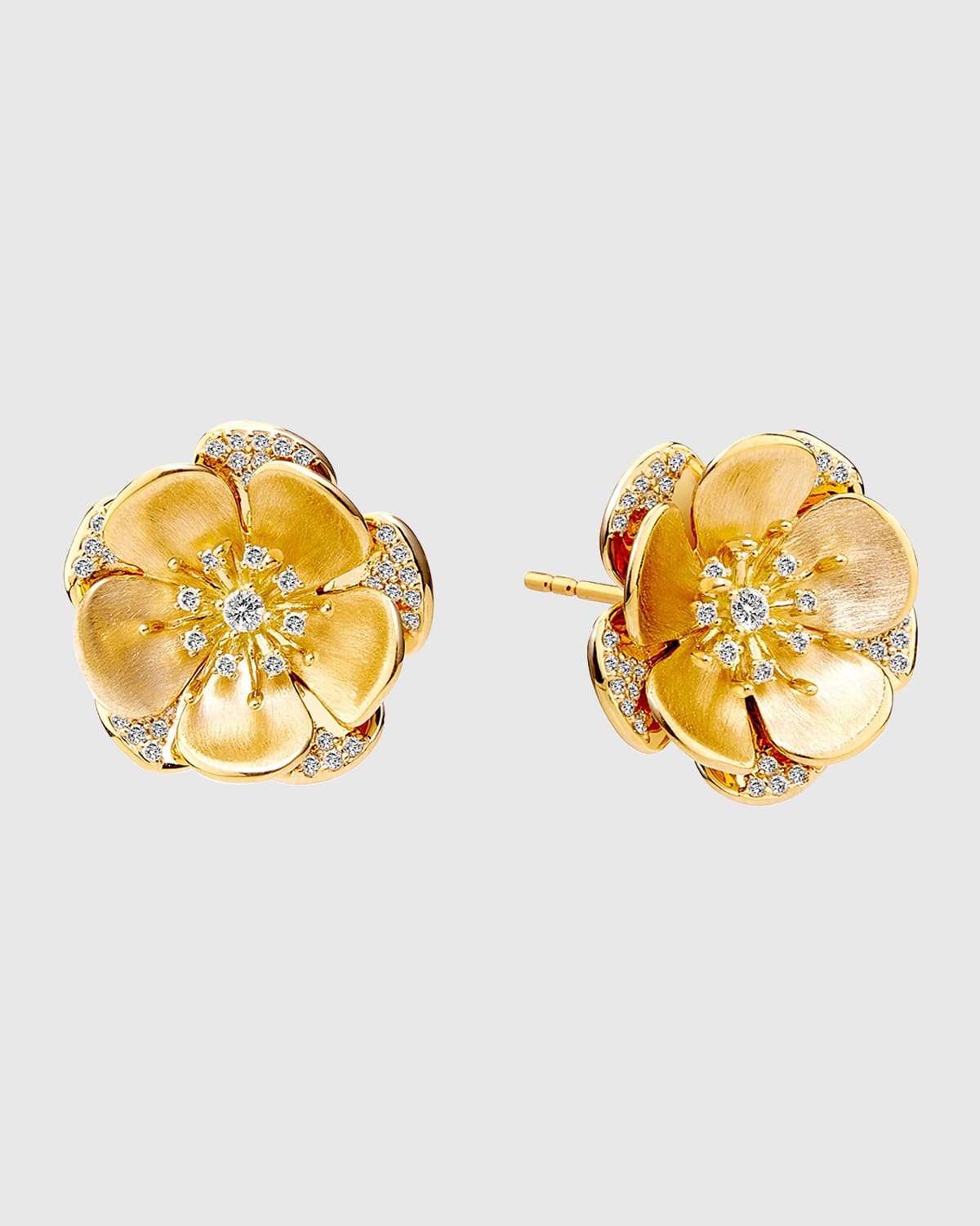 Syna 18k Yellow Gold Diamond Flower Stud Earrings Neiman Marcus