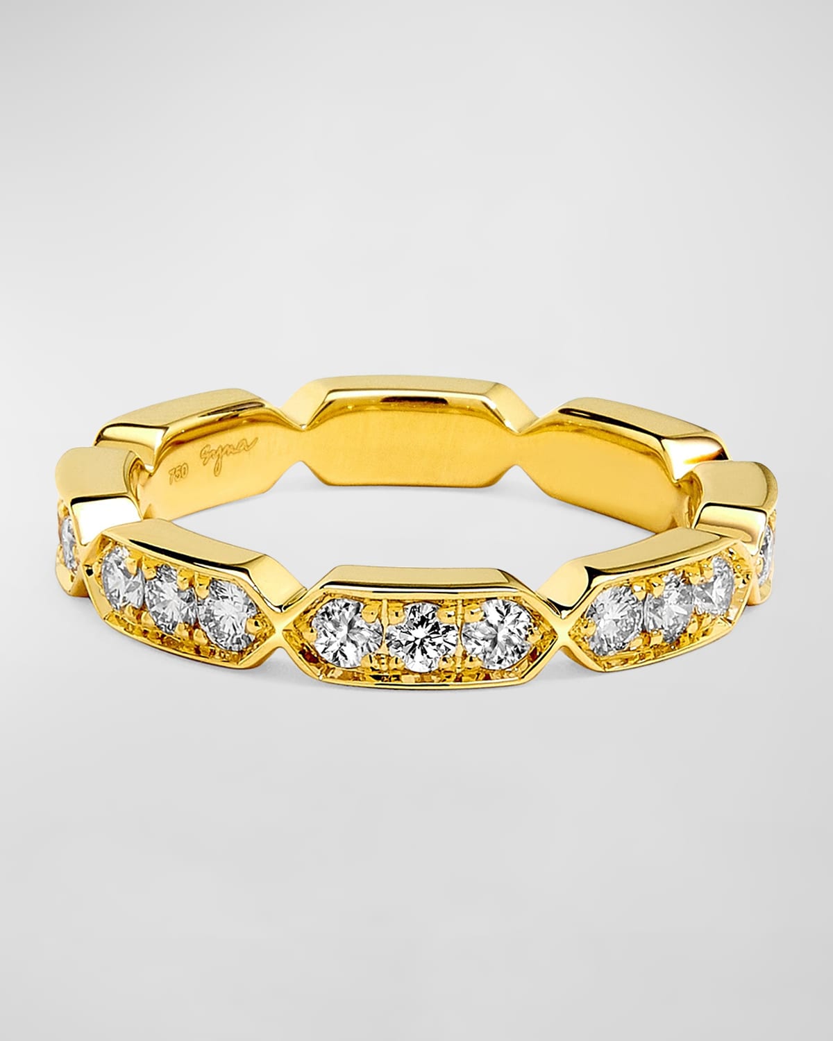 Syna 18k Yellow Gold Diamond & Enamel Band Ring | Neiman Marcus