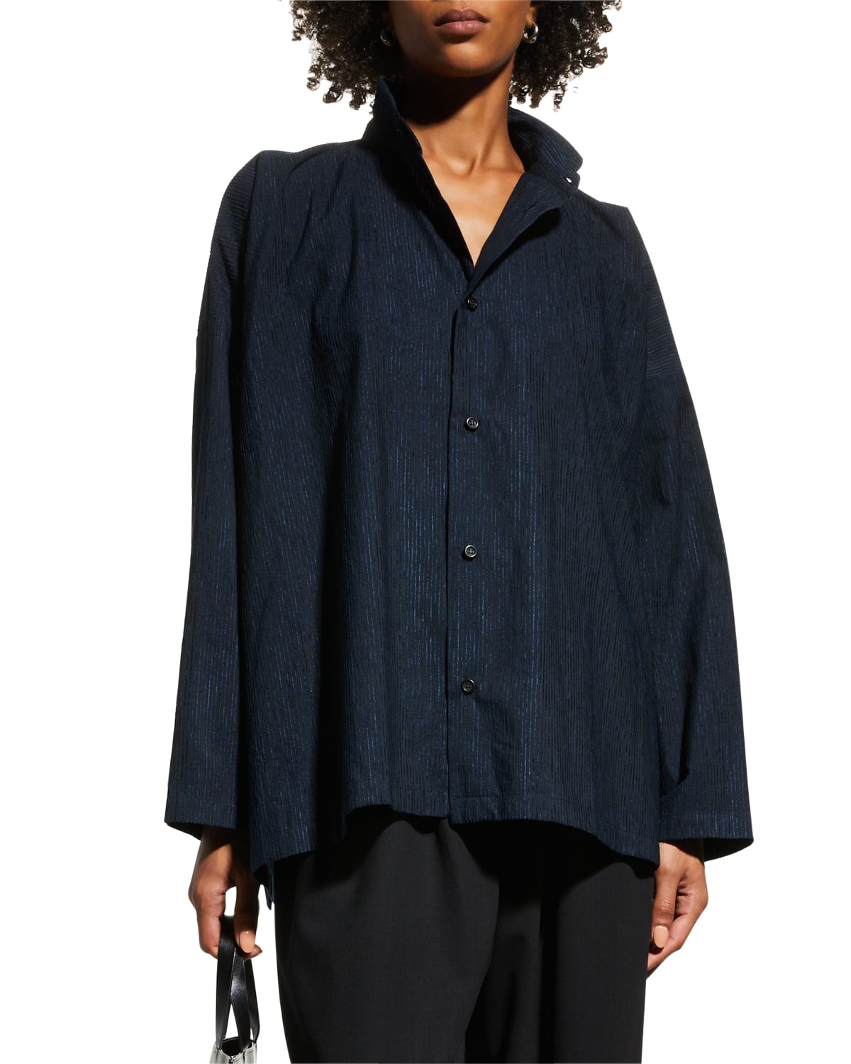 Eskandar Pleated Layer Button-Front Shirt | Neiman Marcus