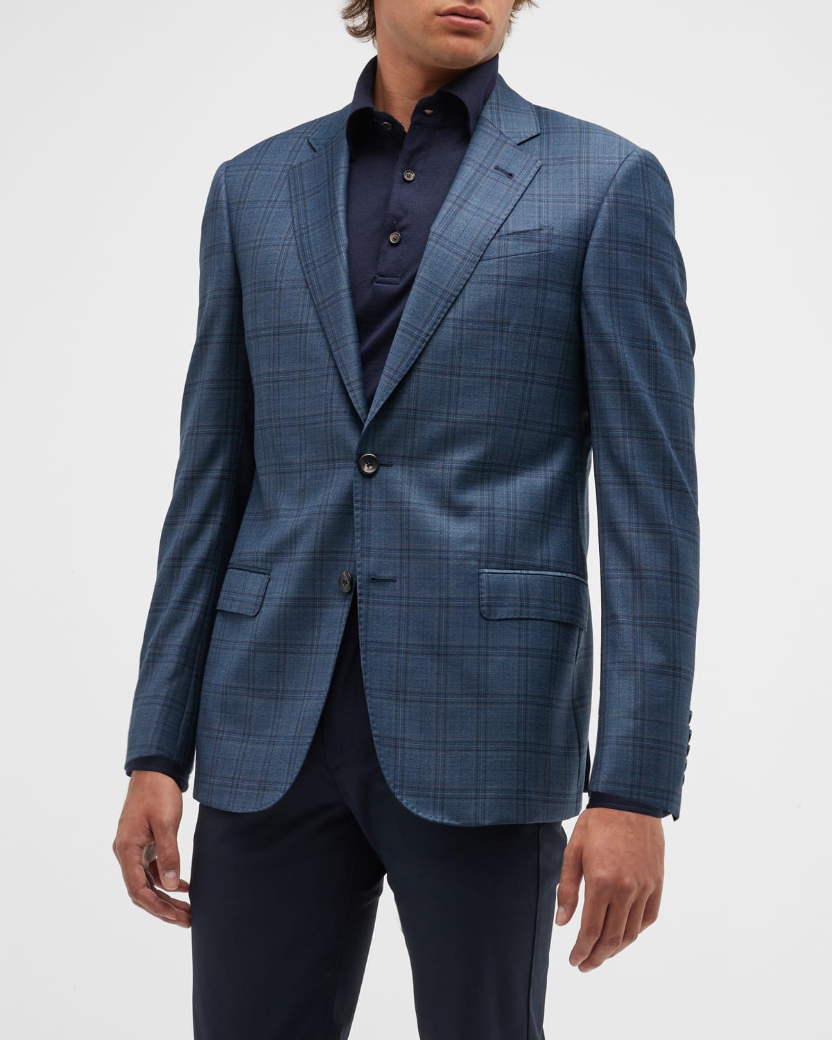 Emporio Armani Men's Textured Plaid Sport Coat Neiman Marcus