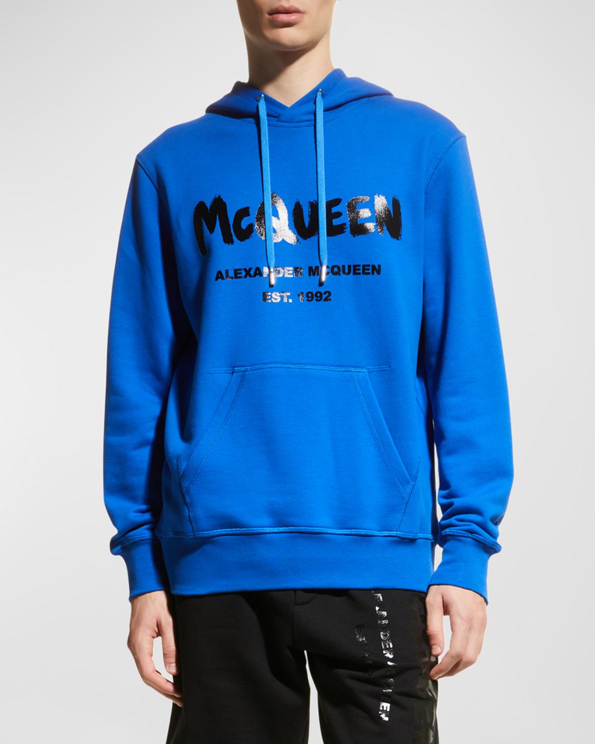 Alexander McQueen Men's Graffiti LogoPrint Hoodie Neiman Marcus