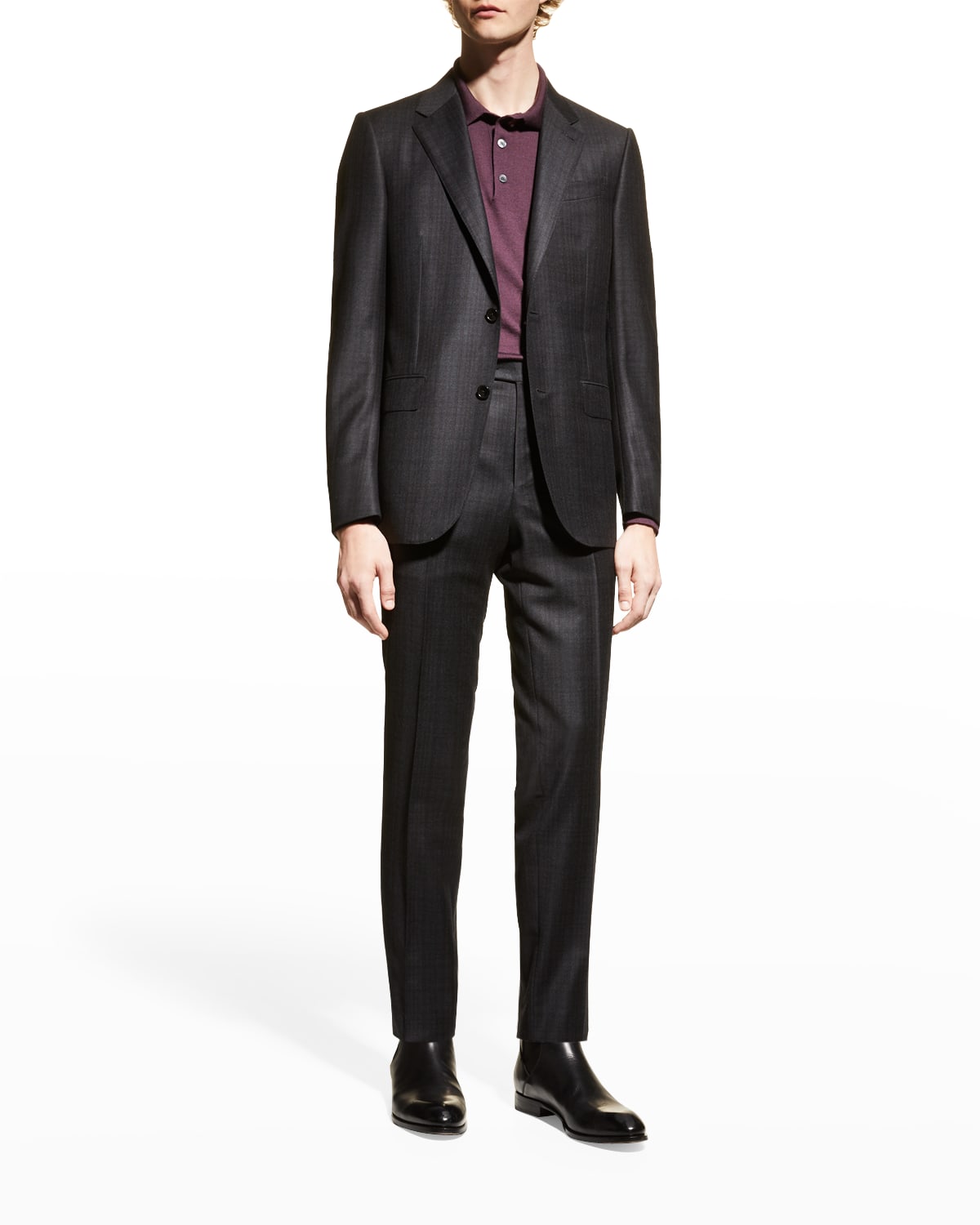 Kiton Men's Glen Plaid Wool-Silk Suit | Neiman Marcus