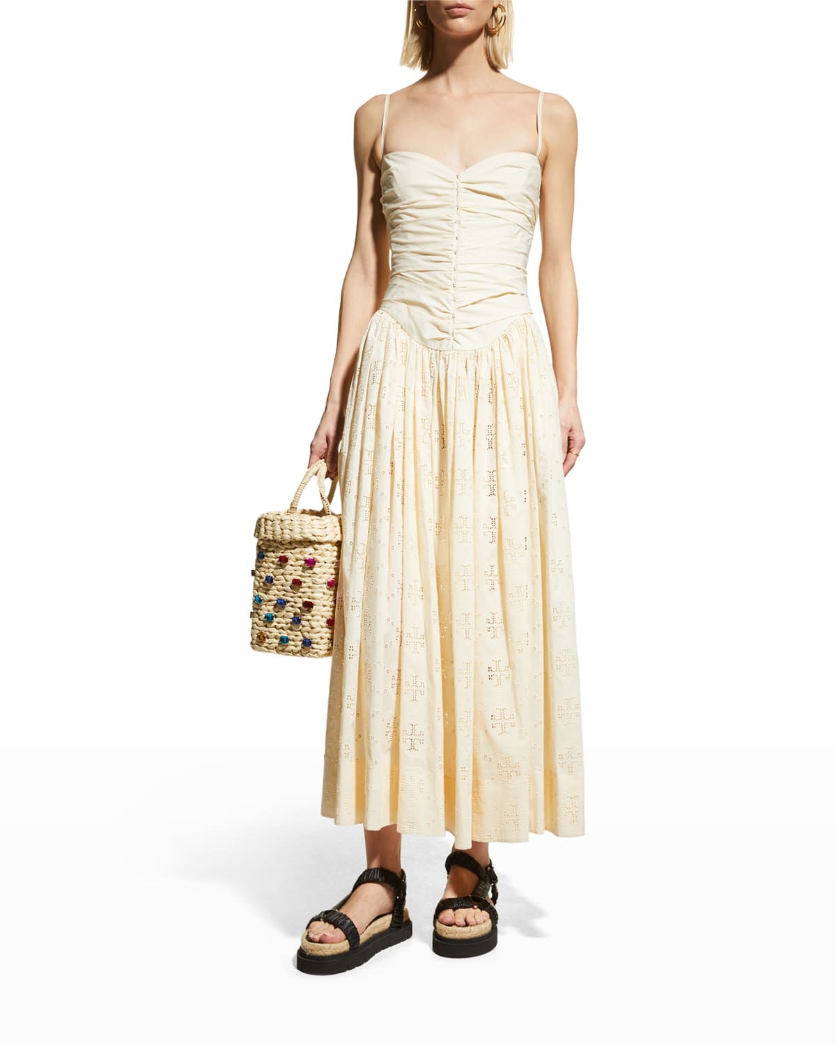 Tory burch 2024 eyelet embroidered dress