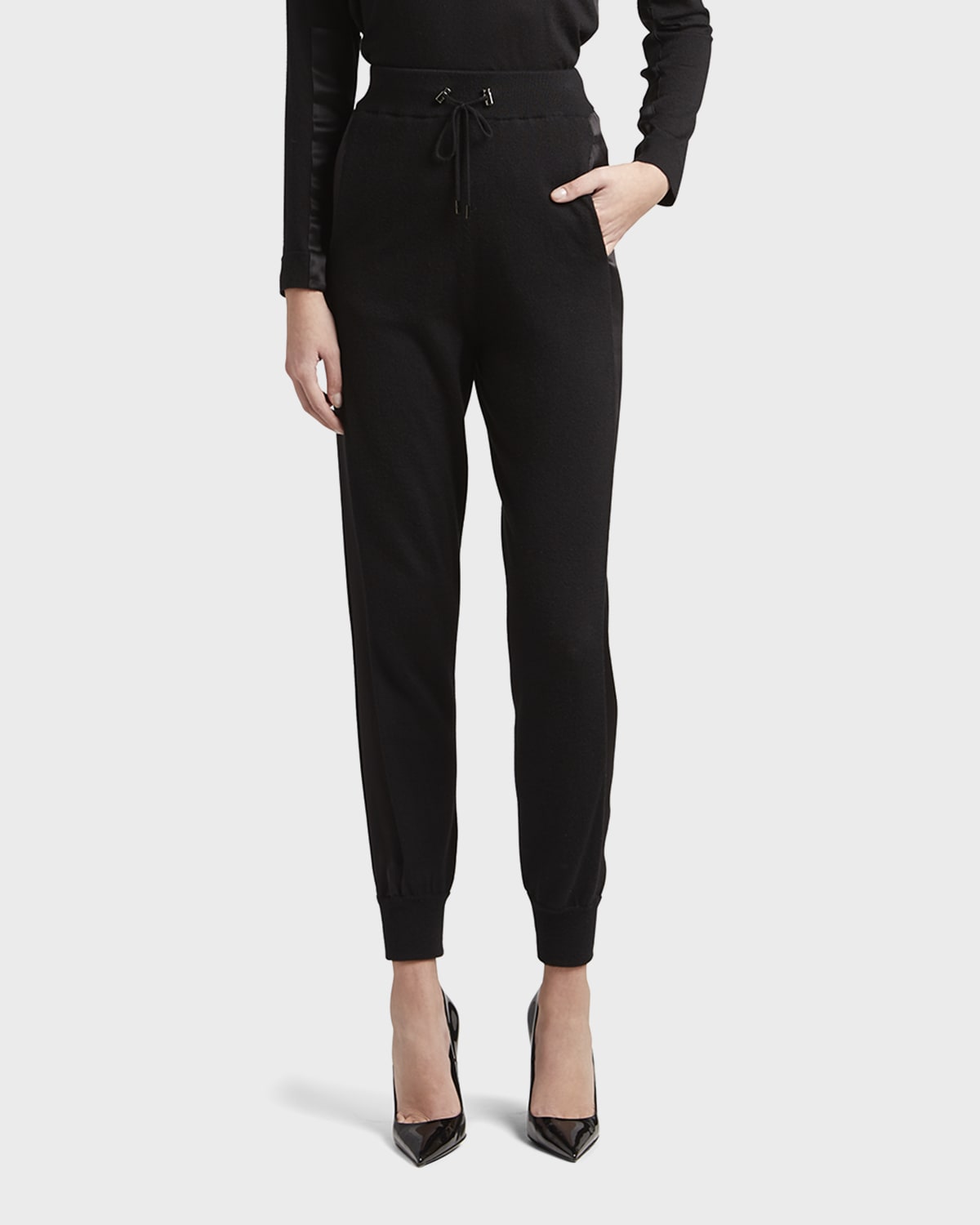 TOM FORD Glossy Metallic Cashmere Ankle Joggers | Neiman Marcus