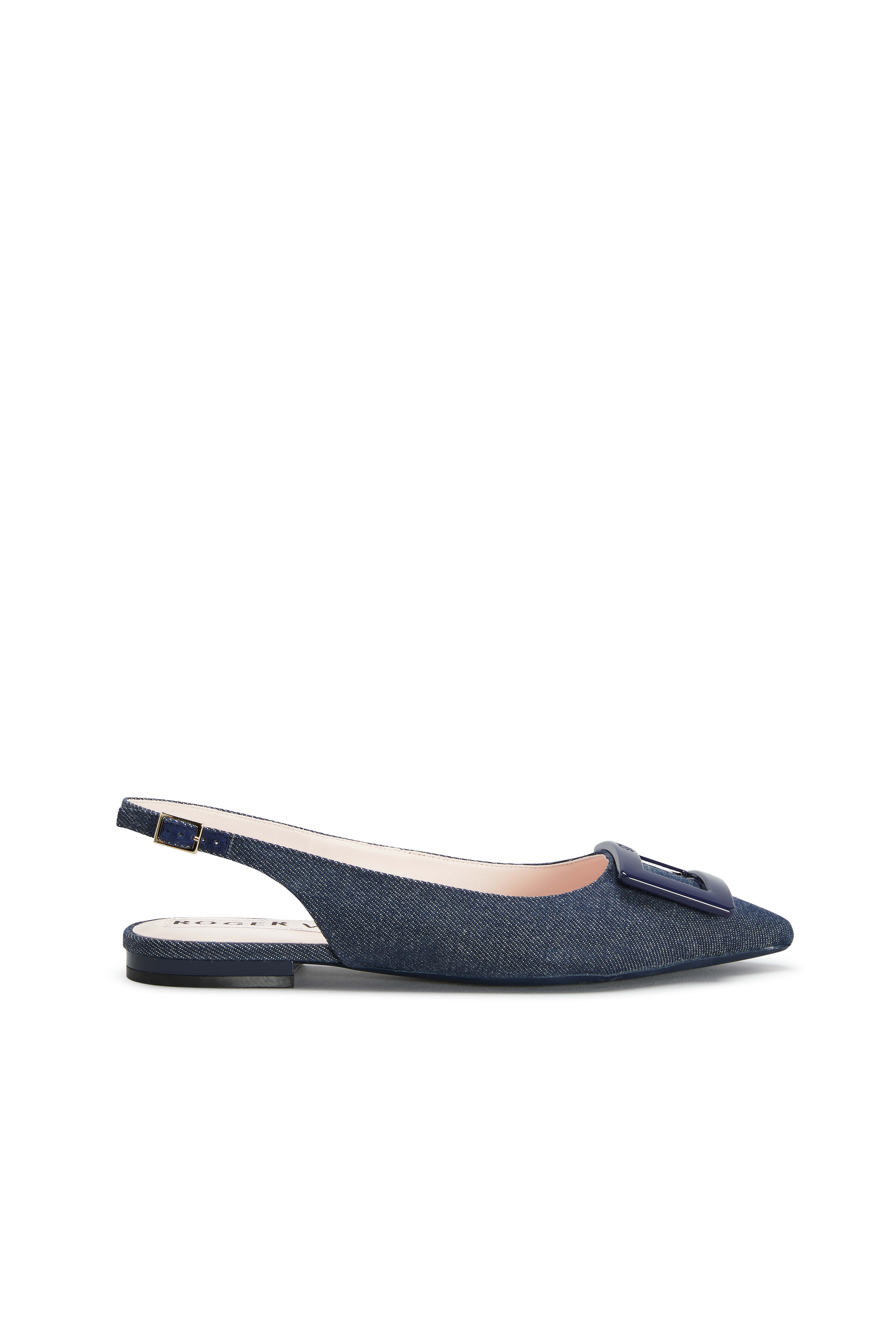 Ganni Buckle Leather Ballerina Slingback Flats | Neiman Marcus