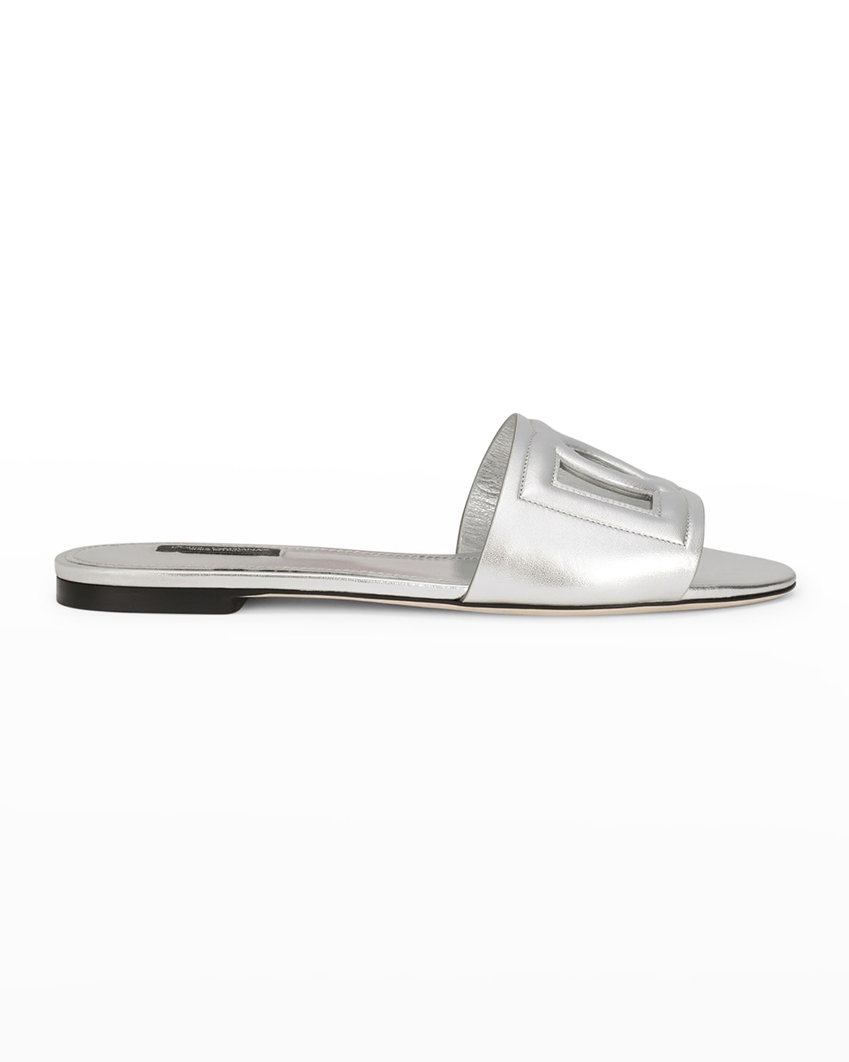 Dolce&Gabbana Cutout DG Flat Slide Sandals | Neiman Marcus