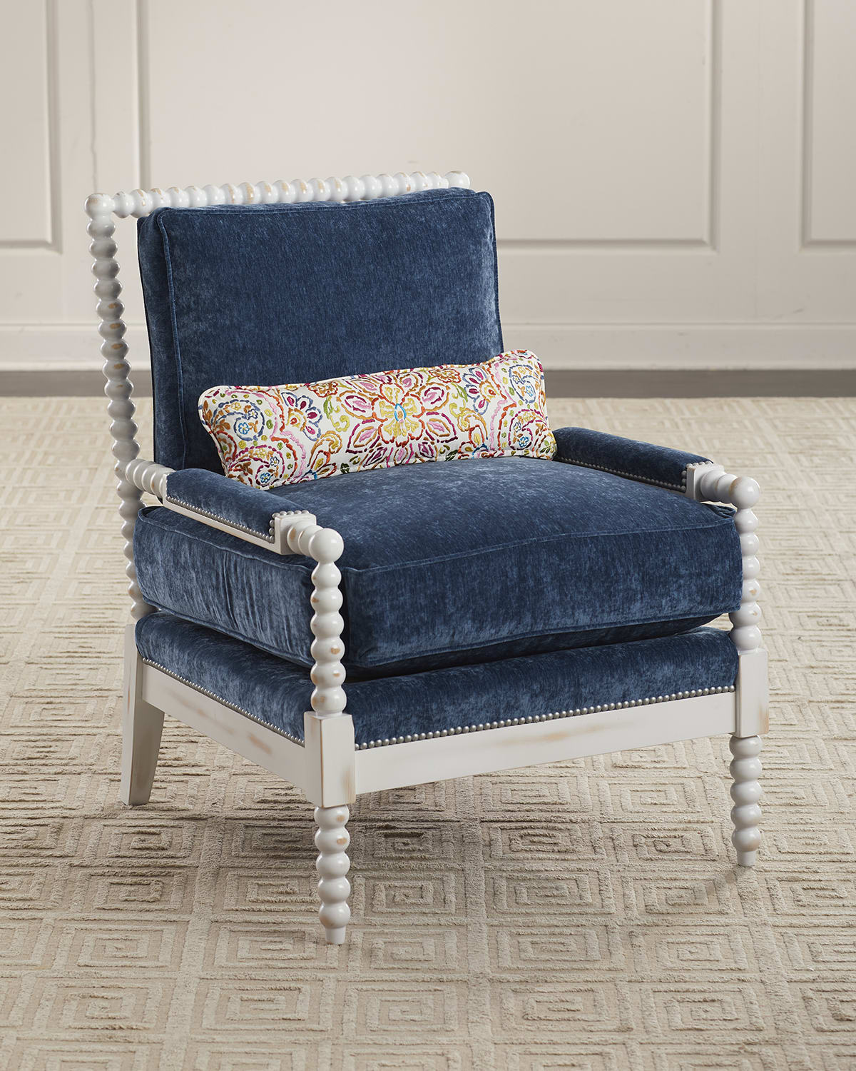 MacKenzieChilds Spindle Check Outdoor Chair Neiman Marcus