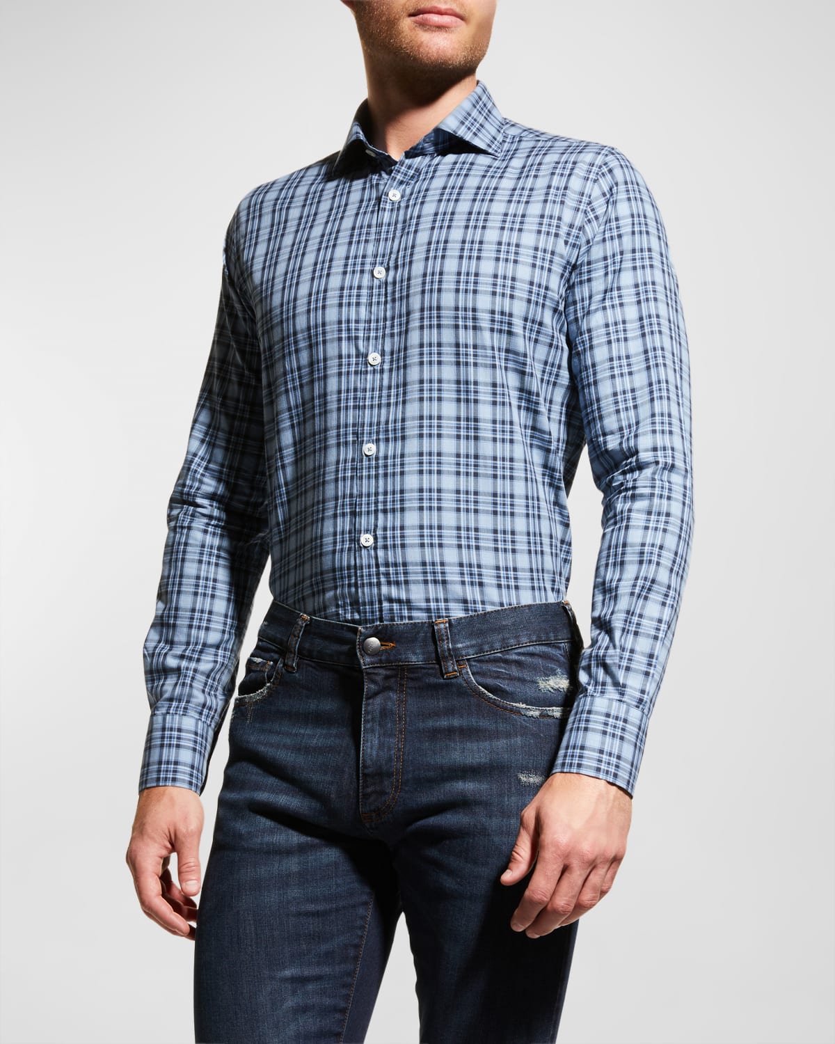 Vince Men's Waterfront Plaid Sport Shirt Neiman Marcus