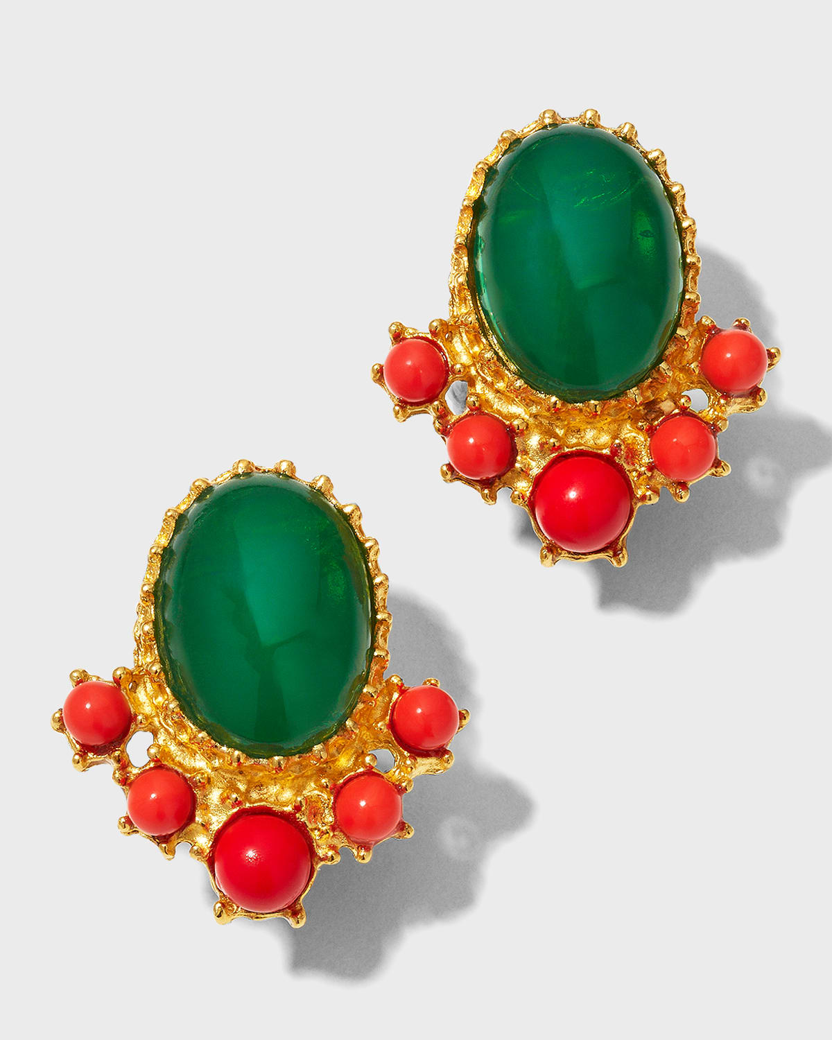 BenAmun Gold and Stone ClipOn Earrings Neiman Marcus