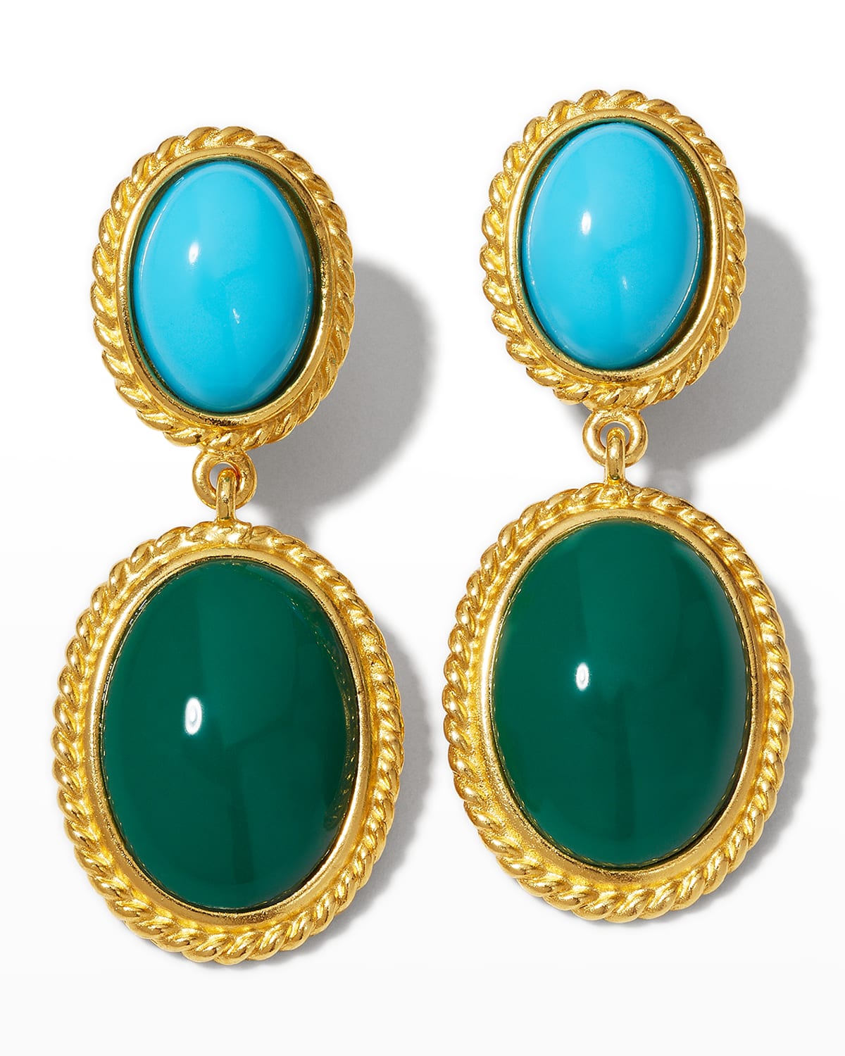 BenAmun Gold and Stone ClipOn Earrings Neiman Marcus