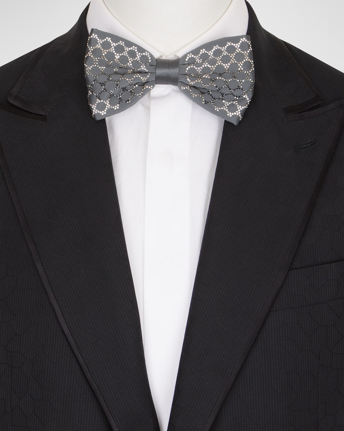 Stefano Ricci Men's Silk Bow Tie with Tonal Crystals Neiman Marcus