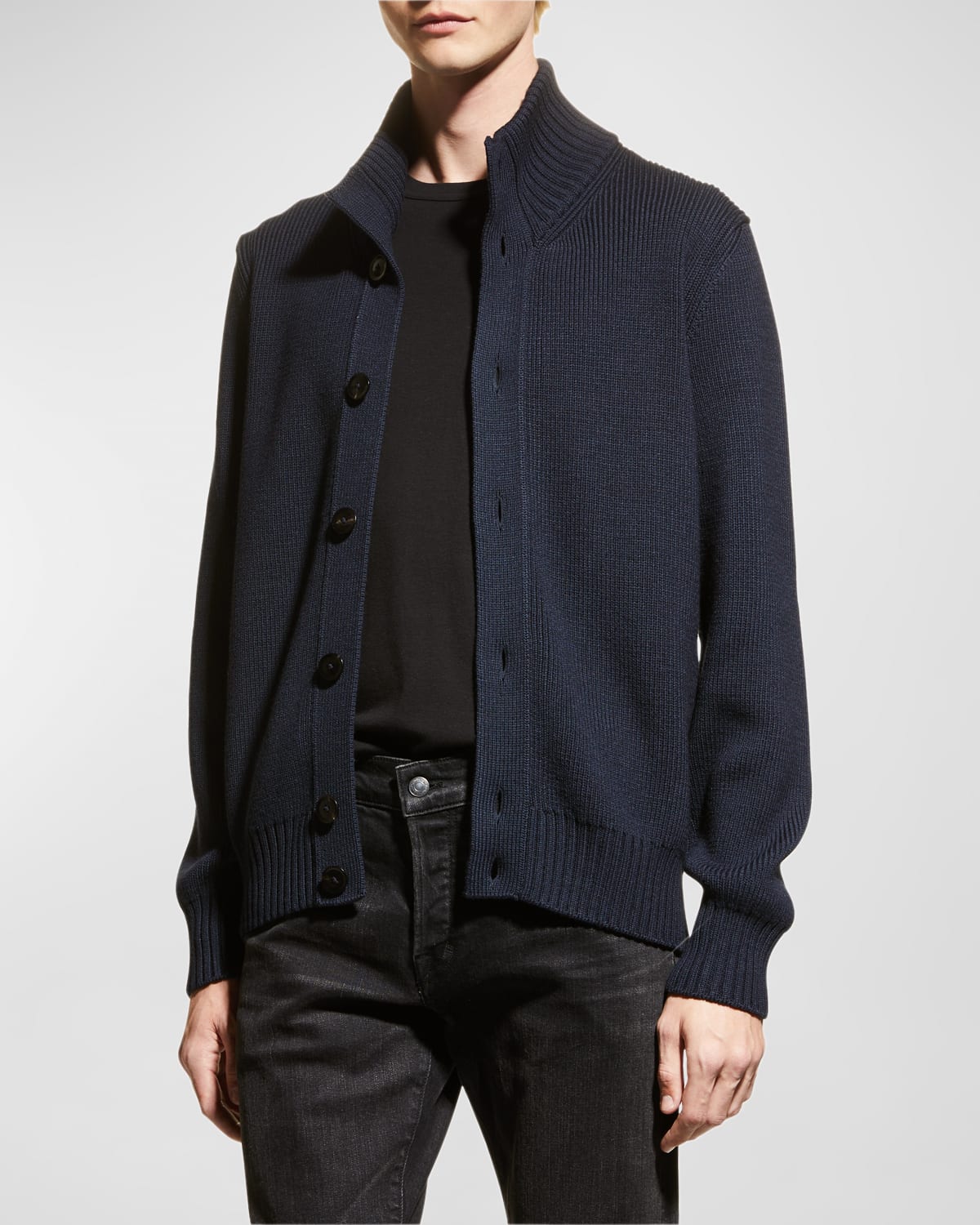 TOM FORD Men's Cashmere-Linen Knit Cardigan Sweater | Neiman Marcus