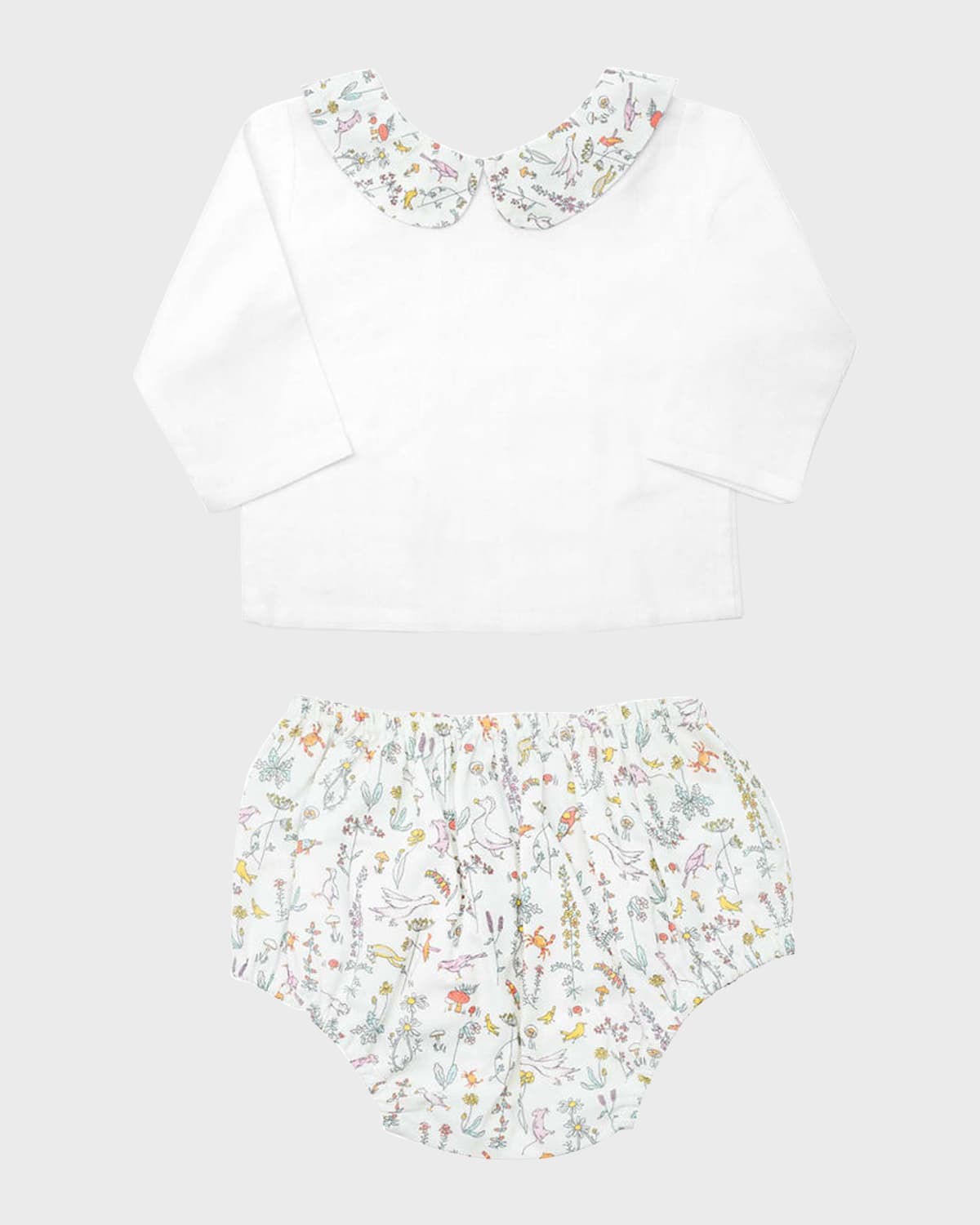 Baby Loren Girls Blue Apple Print Top with Navy Blue Bloomers main image 0