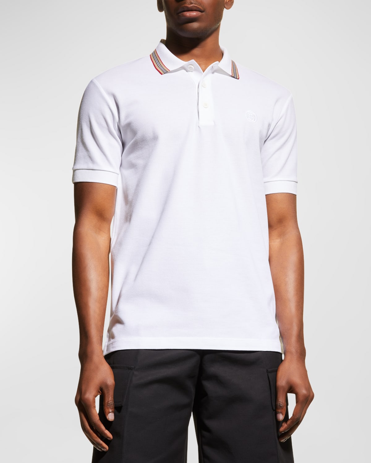 Burberry Men's Pierson Check Trim Polo Shirt | Neiman Marcus