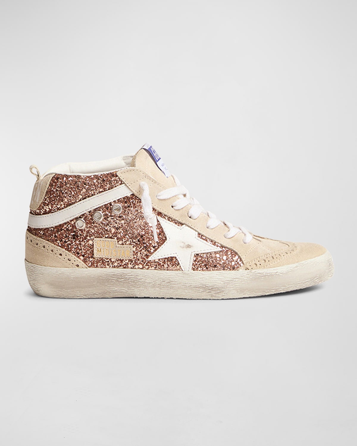 Golden Goose Mid Star Multicolored Glitter WingTip Sneakers Neiman