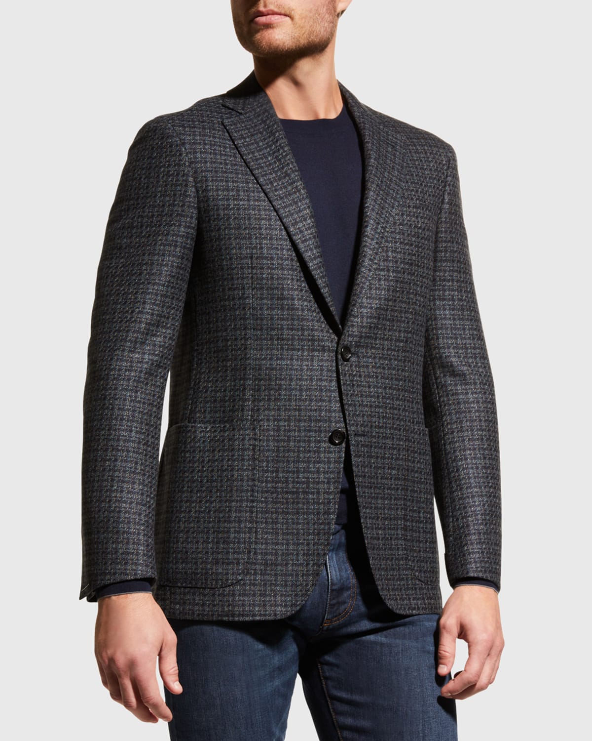 Canali Men's Windowpane Wool Sport Jacket | Neiman Marcus