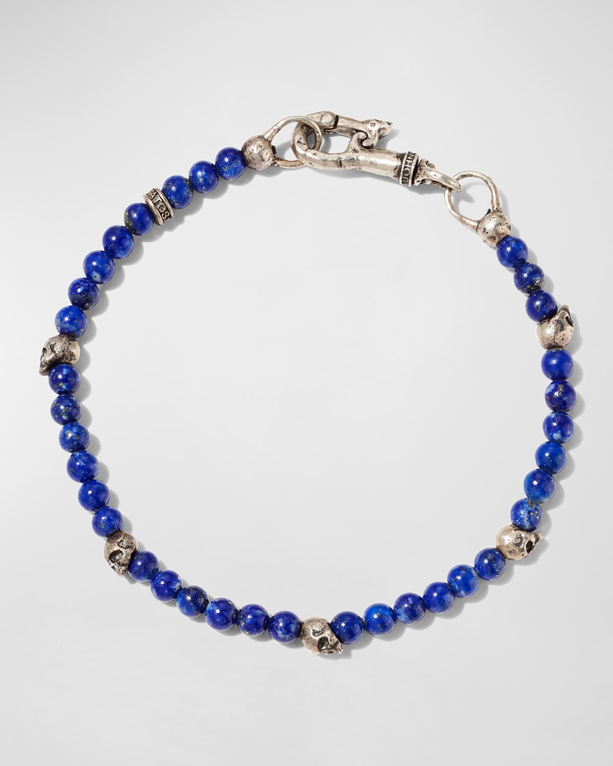 John Varvatos Men's Skull Lapis Beaded Bracelet | Neiman Marcus