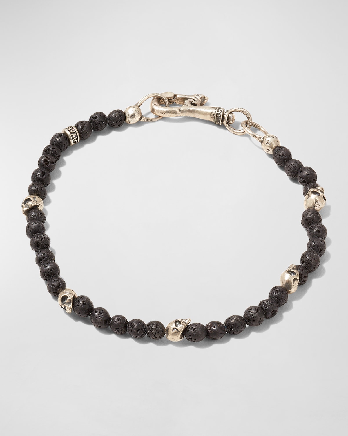 John Varvatos Men's Skull Lava Stone Beaded Bracelet Neiman Marcus