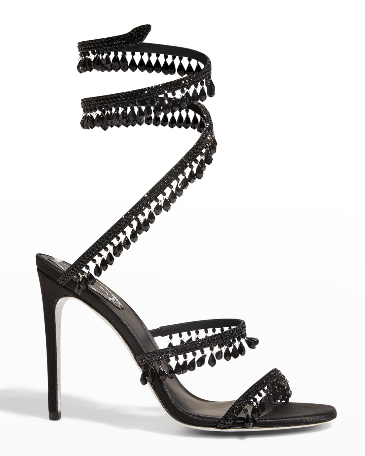 Rene Caovilla Chandelier Beaded Snake-Wrap Platform Sandals | Neiman Marcus