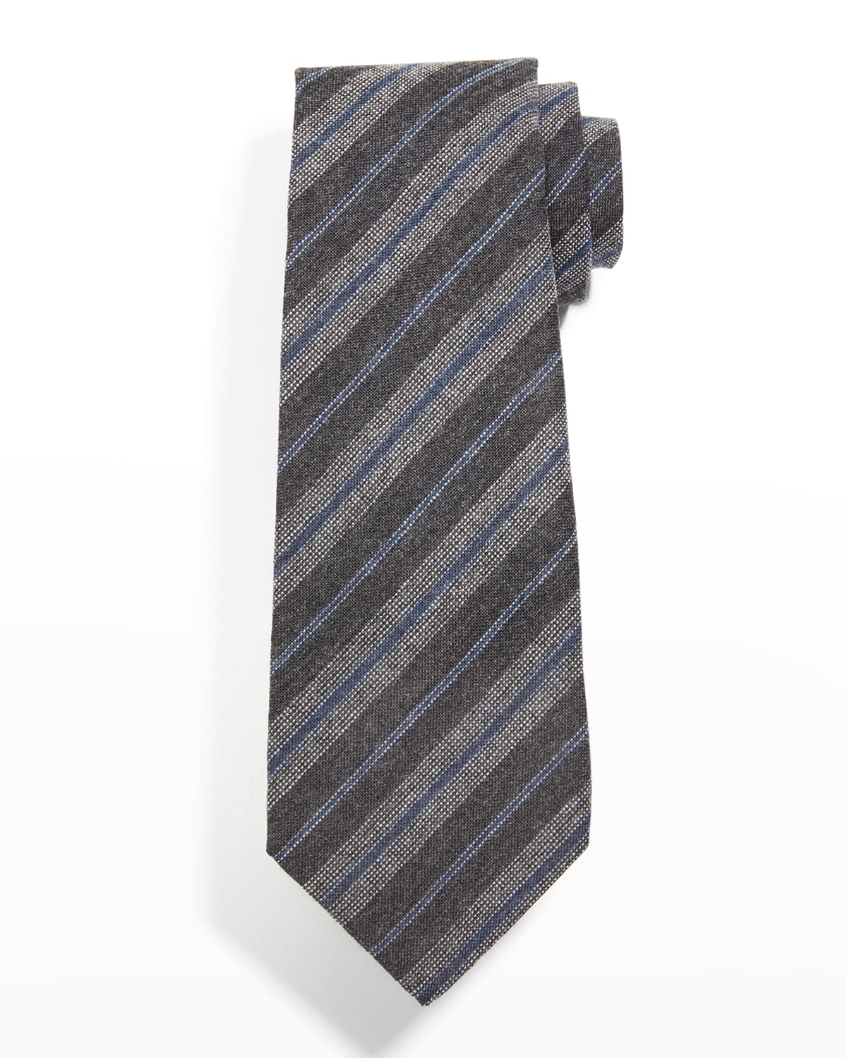 Kiton Men's Wool-Silk Stripe Tie | Neiman Marcus