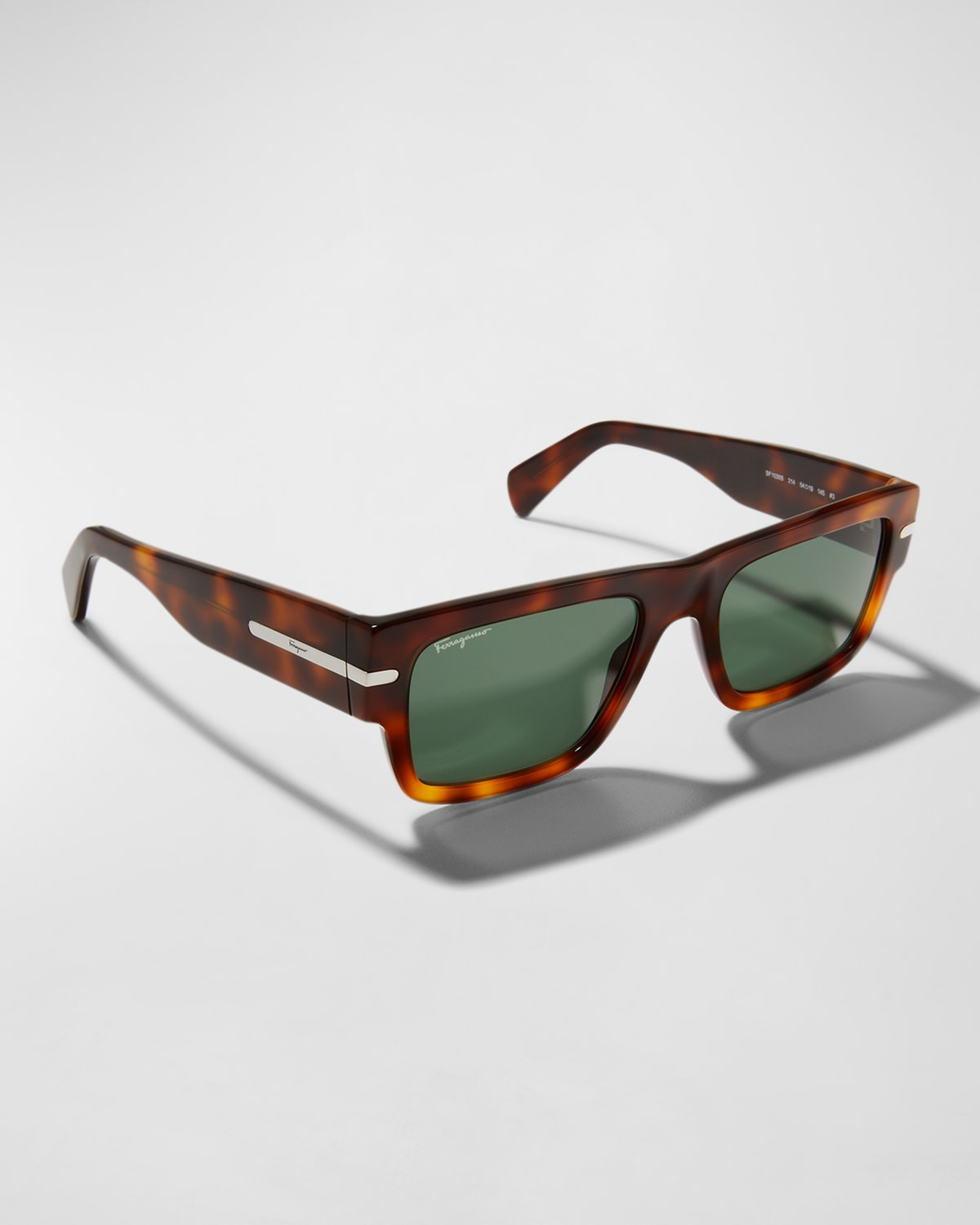 Ferragamo Men's Classic Logo Rectangle Acetate Sunglasses Neiman Marcus