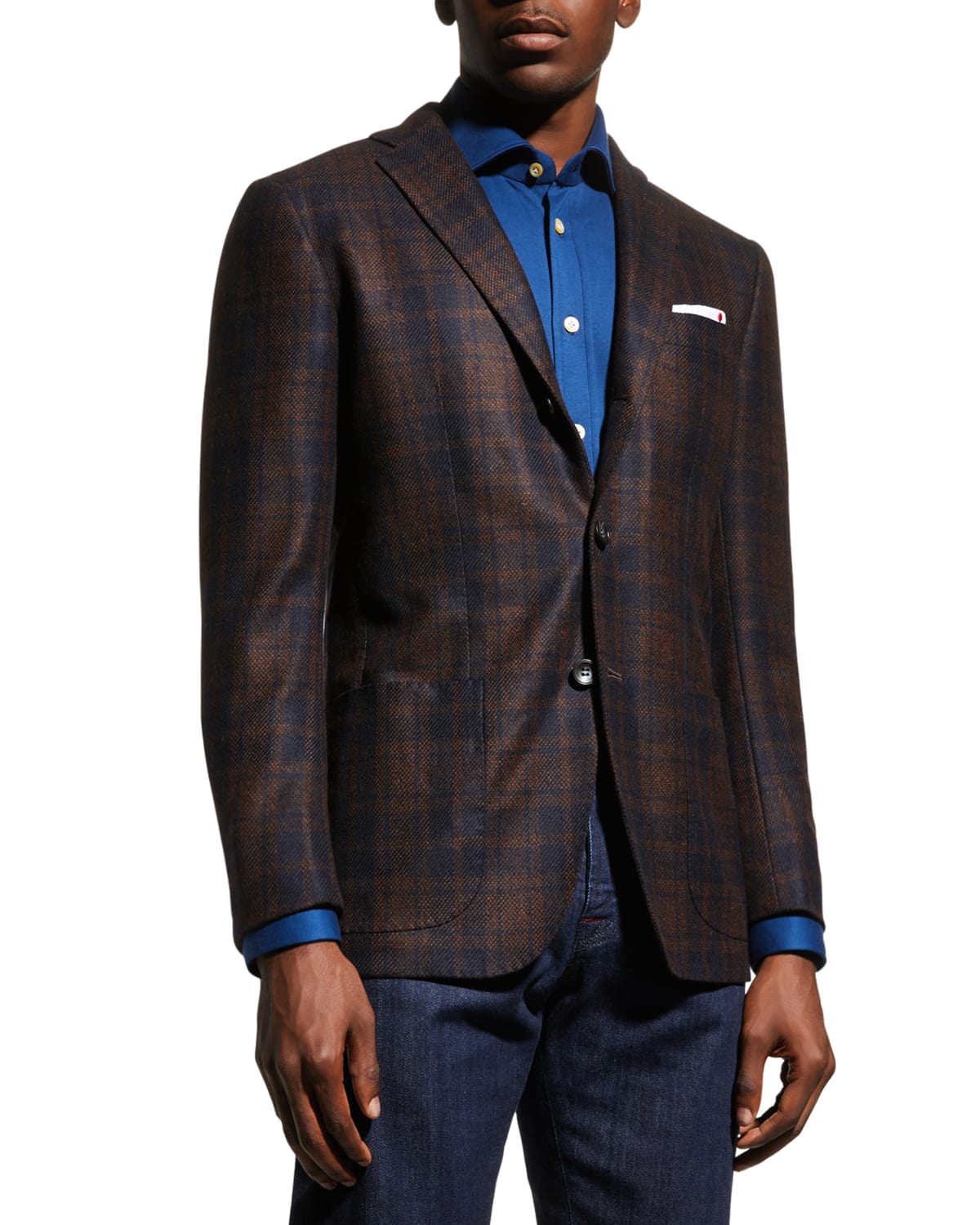 Kiton Men's Cashmere Windowpane Sport Coat Neiman Marcus