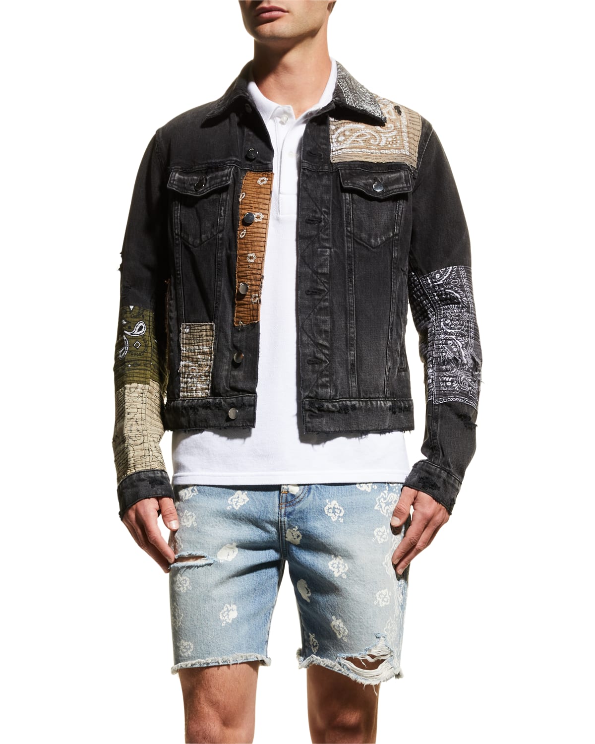 Amiri Men's Bleached Bandana Jacket Neiman Marcus