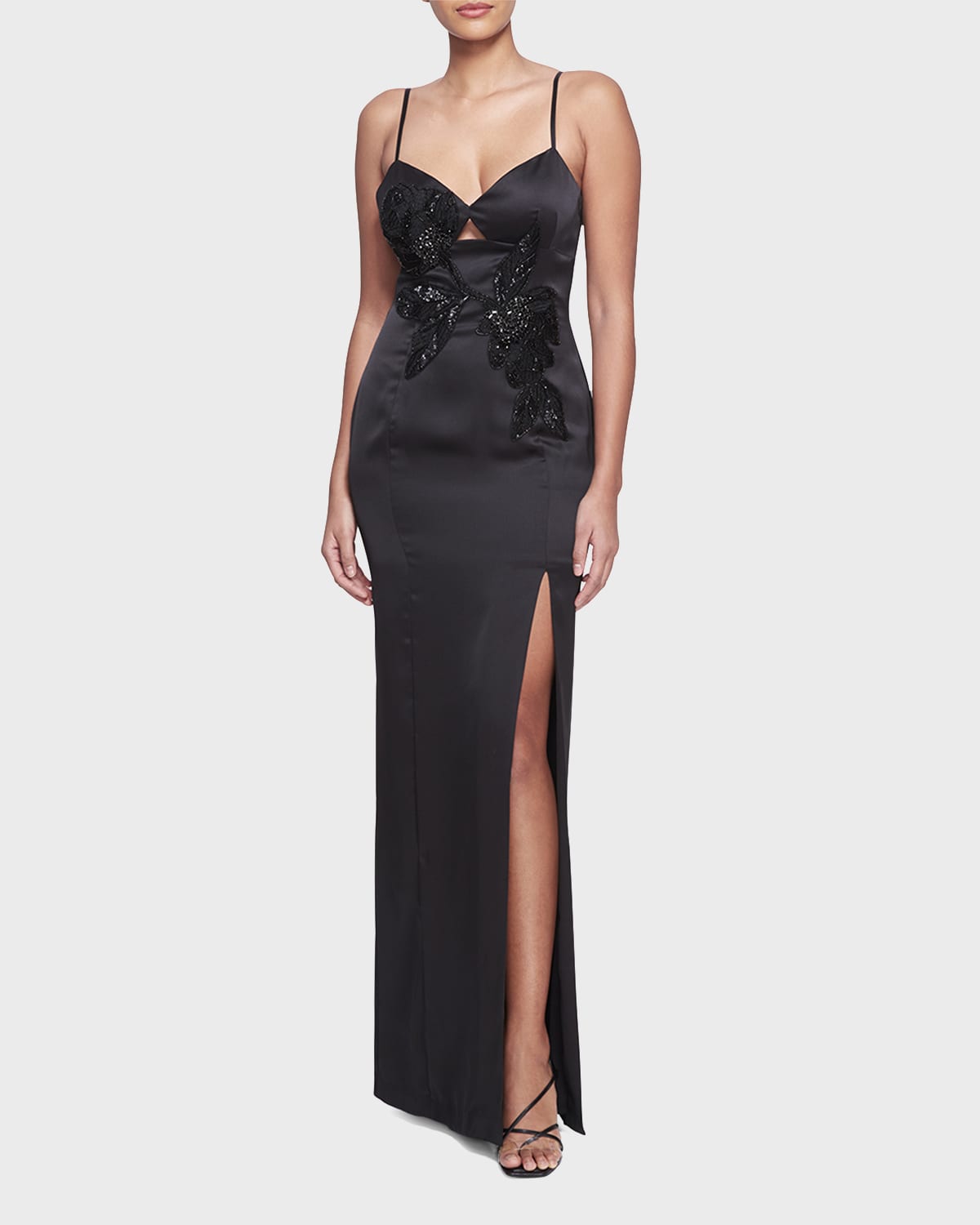 Monot Cutout One Shoulder Thigh Slit Column Gown Neiman Marcus 2153