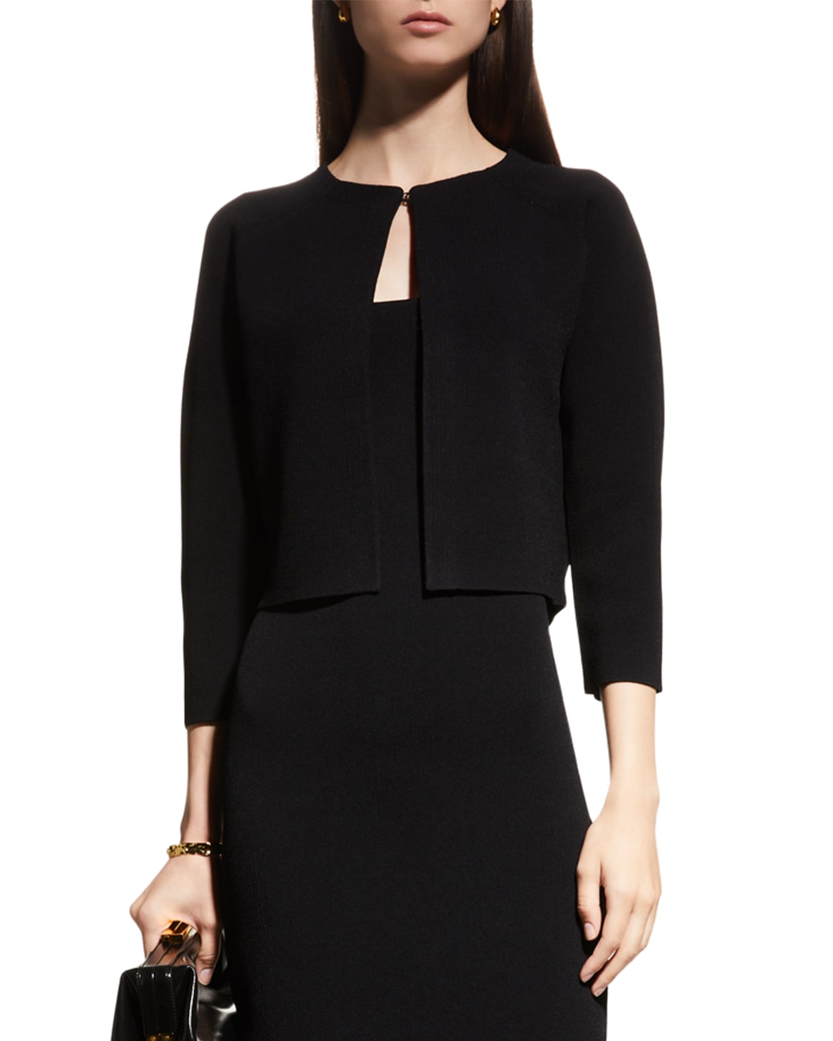 St. John Diamond Cutout Crop Knit Cardigan Neiman Marcus