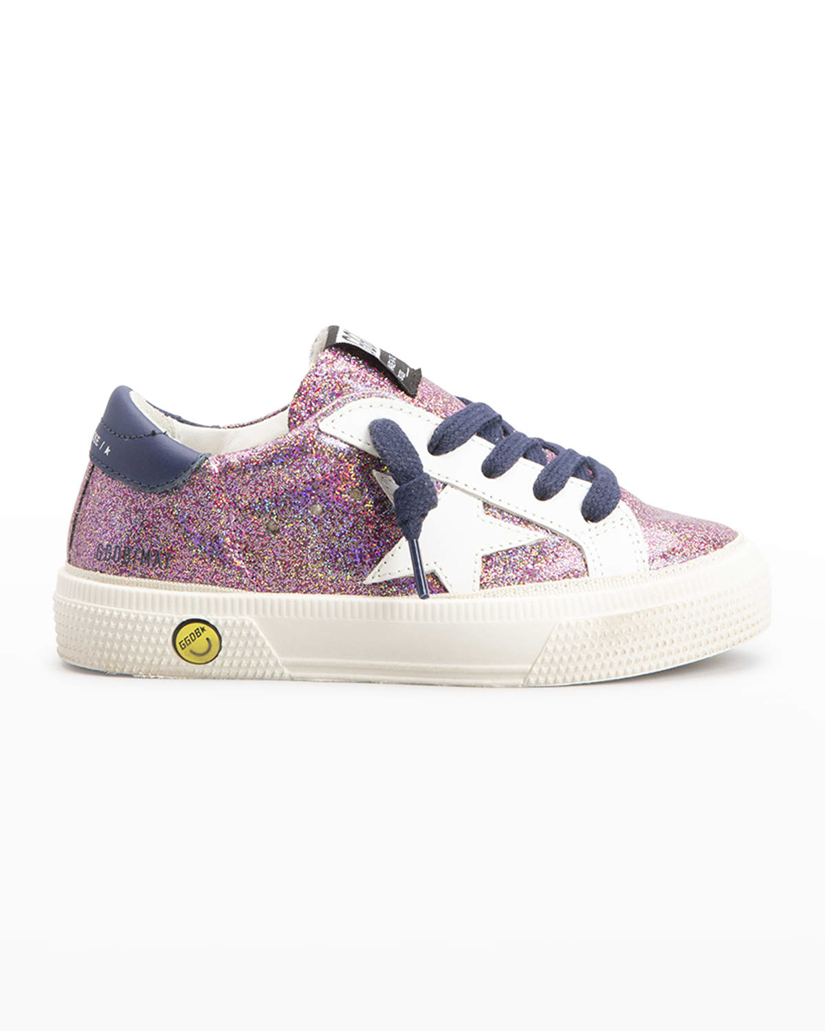 Golden Goose Girl's Super Star Leather Glitter-Sole Low-Top Sneakers ...