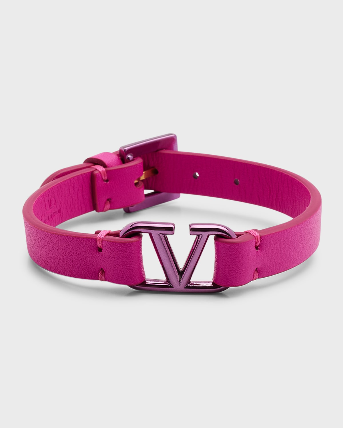Valentino Garavani V-Logo Signature Leather Bracelet | Neiman Marcus