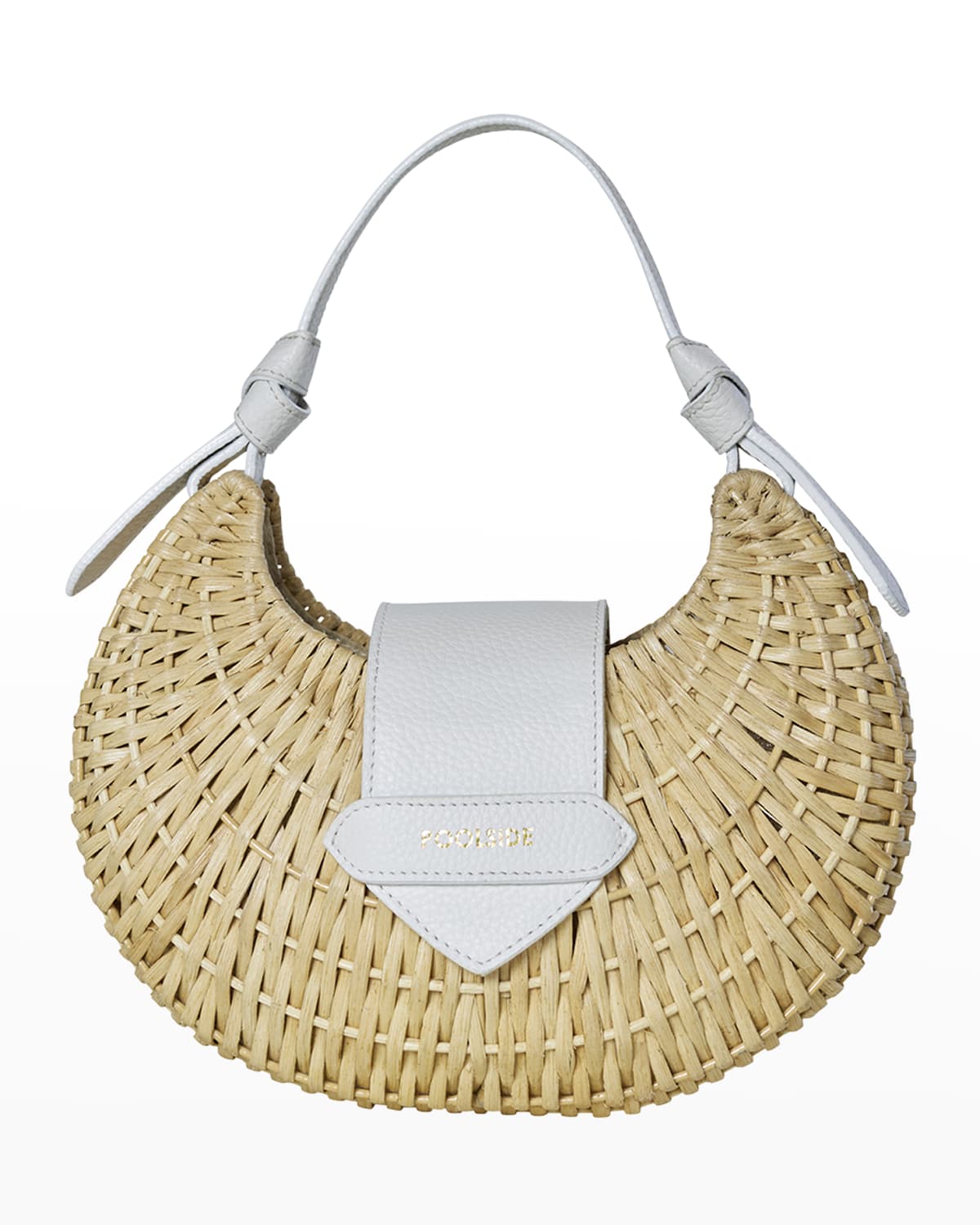 POOLSIDE Josie Knot Raffia Top Handle Bag Neiman Marcus