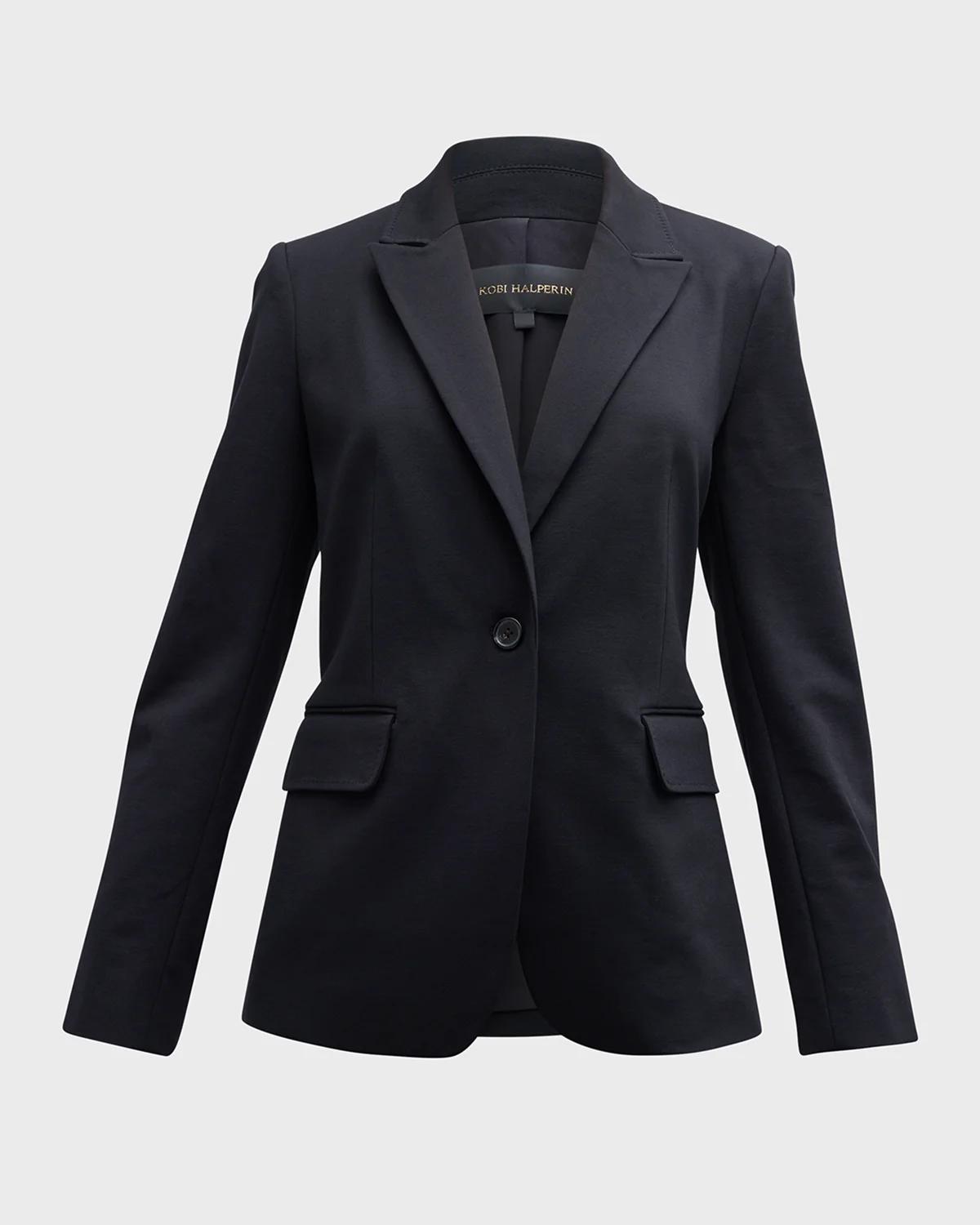 Collette Peak-Lapel Single-Button Jacket