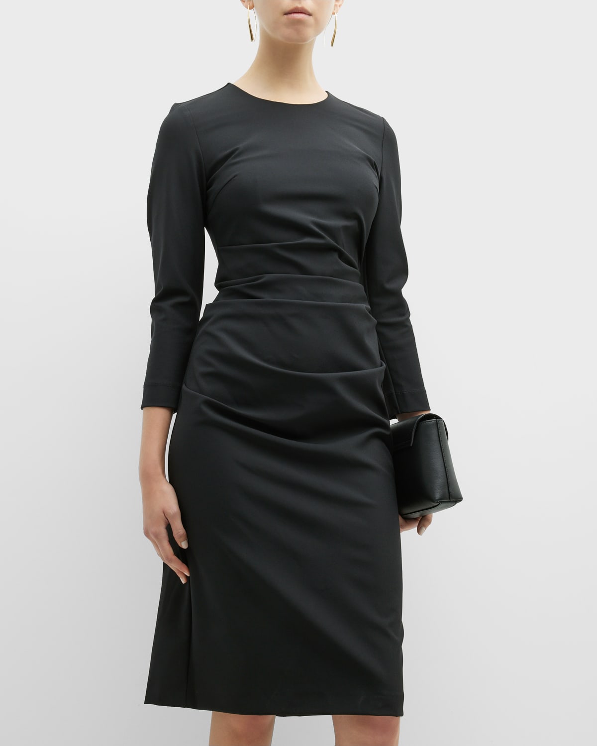 Marella T IGUANA Black Ruched Side Midi Dress 32261682 002