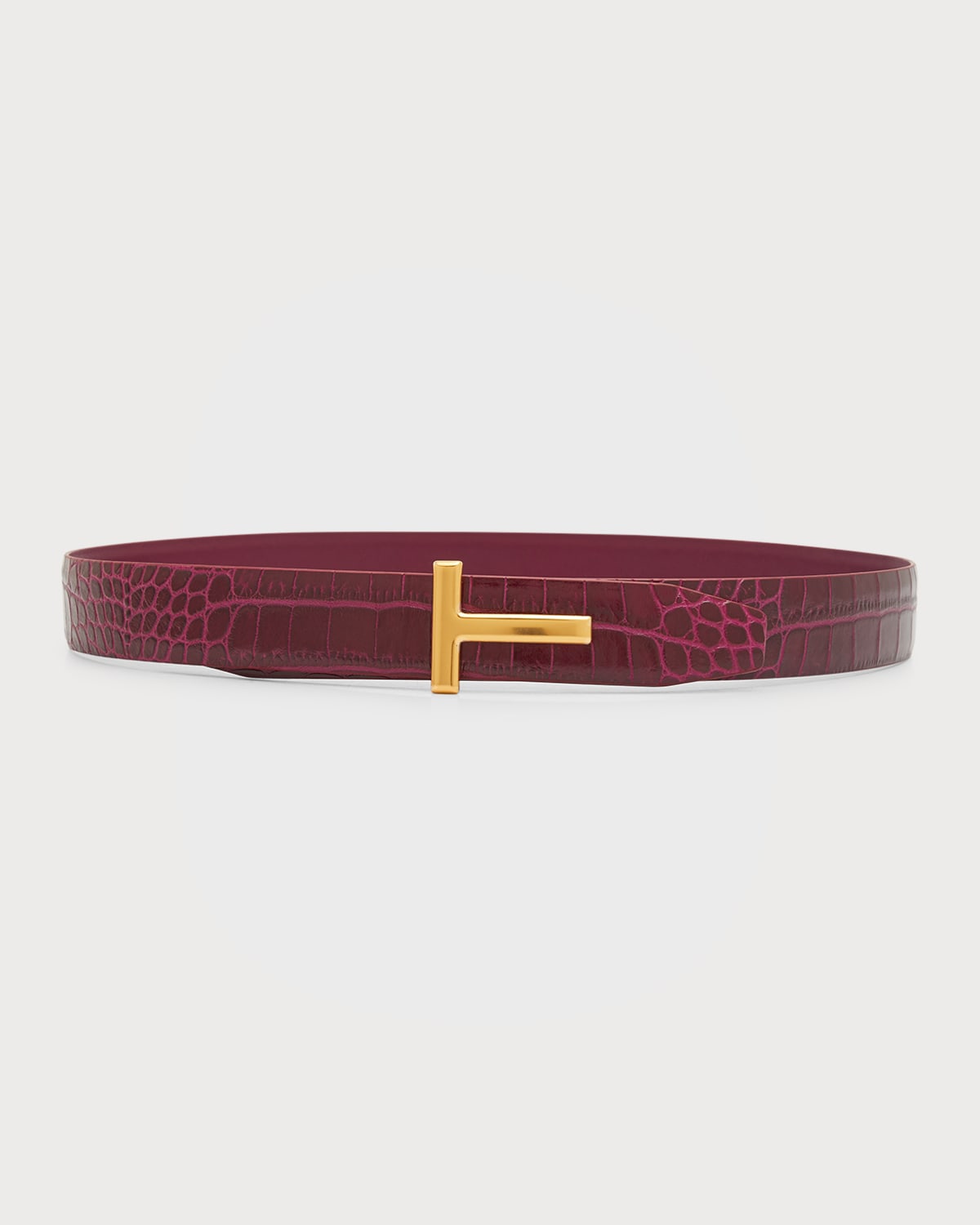 TOM FORD Men's Glossy Patent Leather T-Buckle Belt | Neiman Marcus