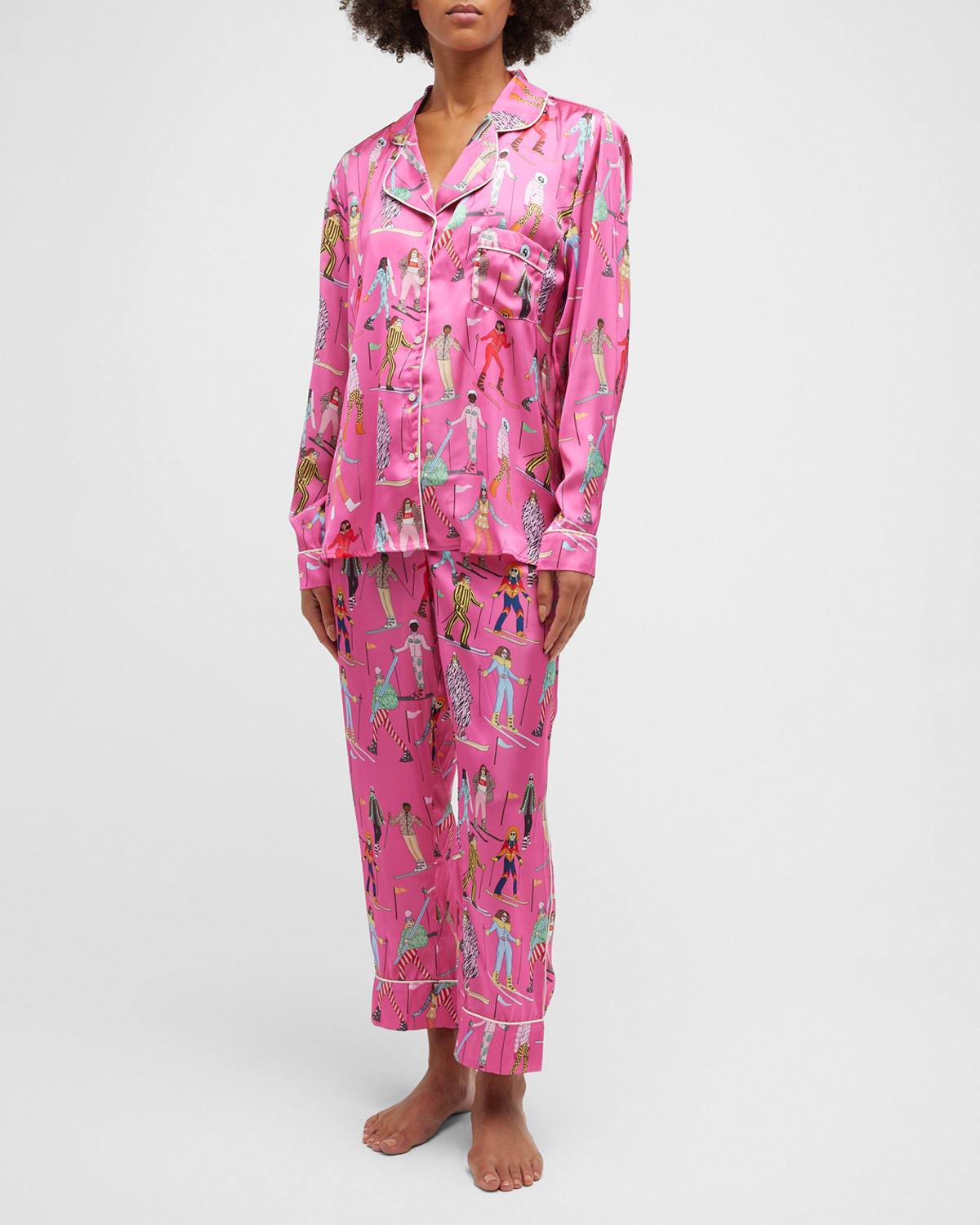 Karen Mabon Printed Satin Pajama Set Neiman Marcus