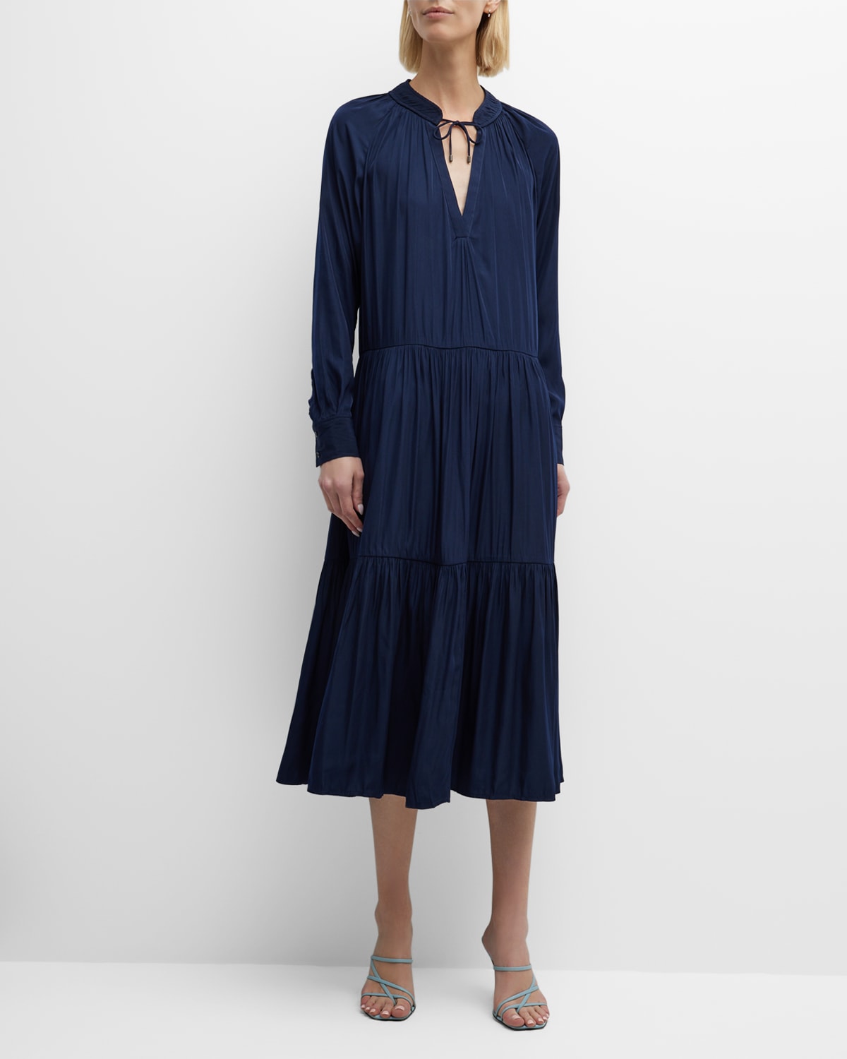 Balenciaga Collection JPEG-Print Oversized Satin Midi Dress | Neiman Marcus
