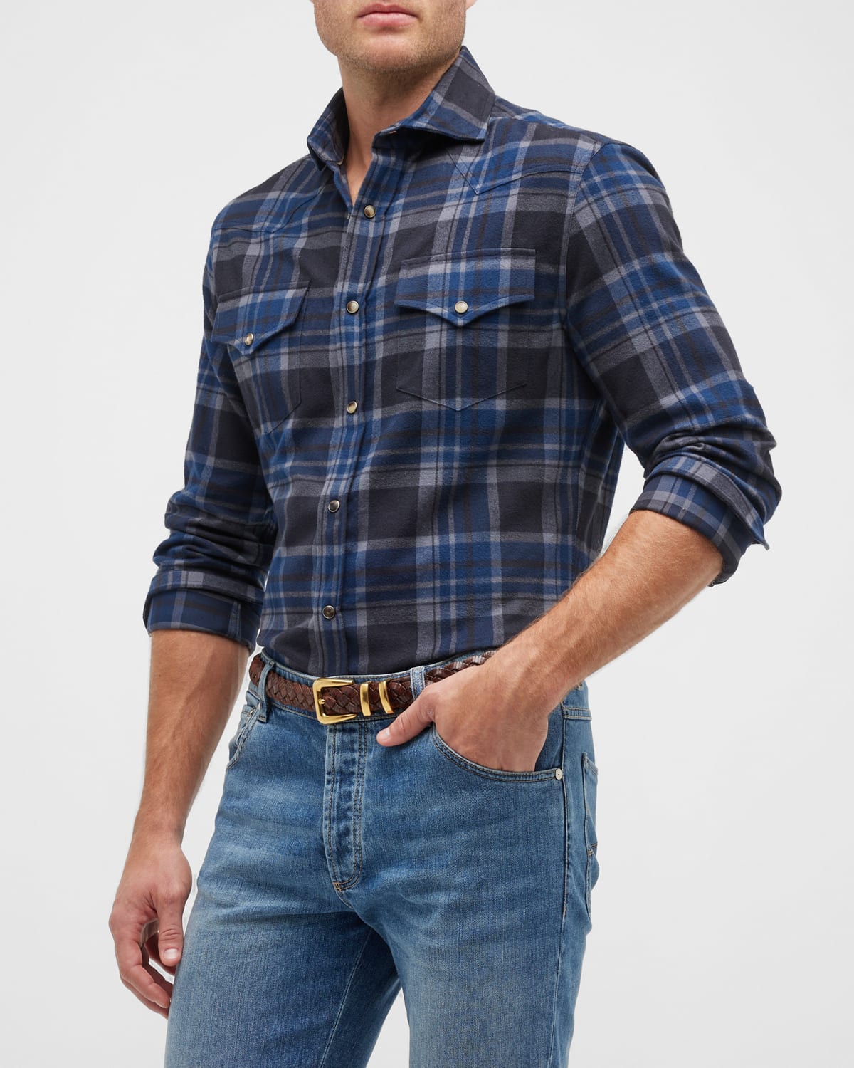 Brunello Cucinelli Men's Classic Fit Western Sport Shirt Neiman Marcus