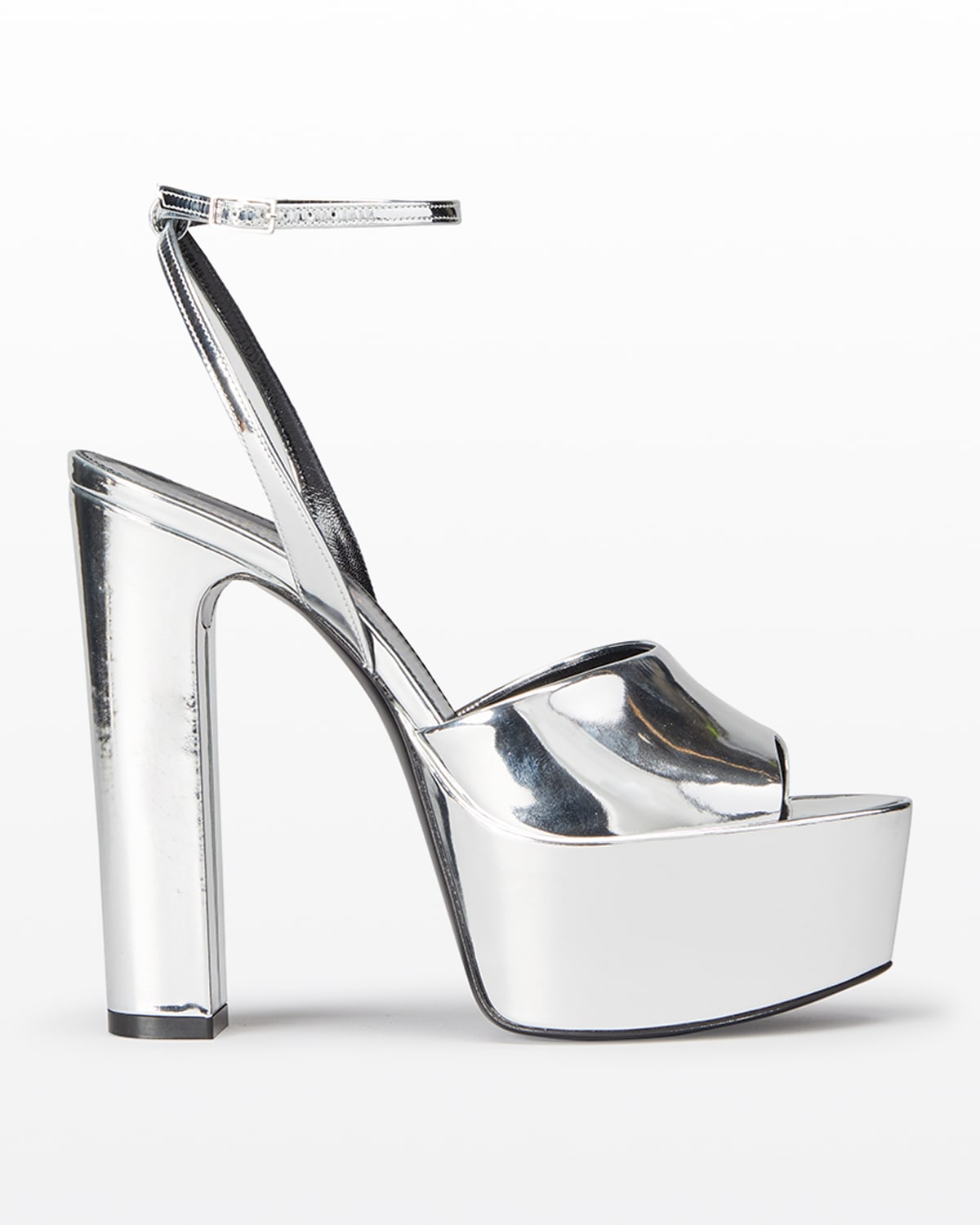 Saint Laurent Crystal-Buckle Platform Sandals | Neiman Marcus