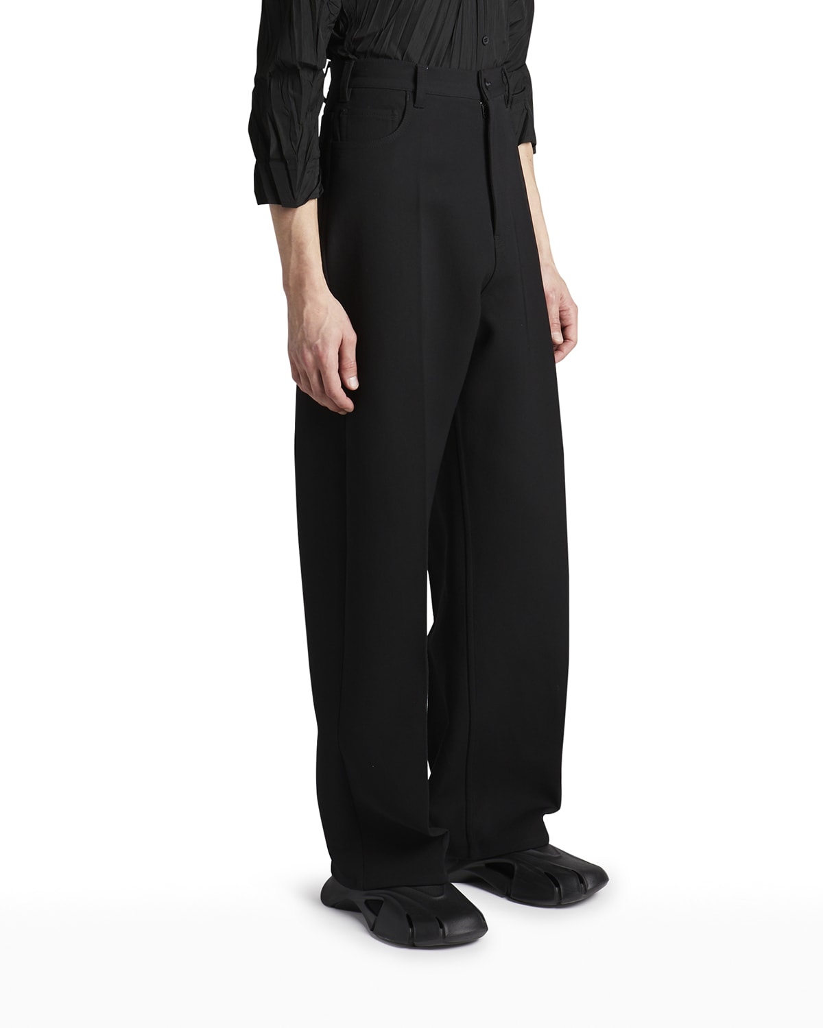 Balenciaga Distressed Baggy Twill Jeans | Neiman Marcus