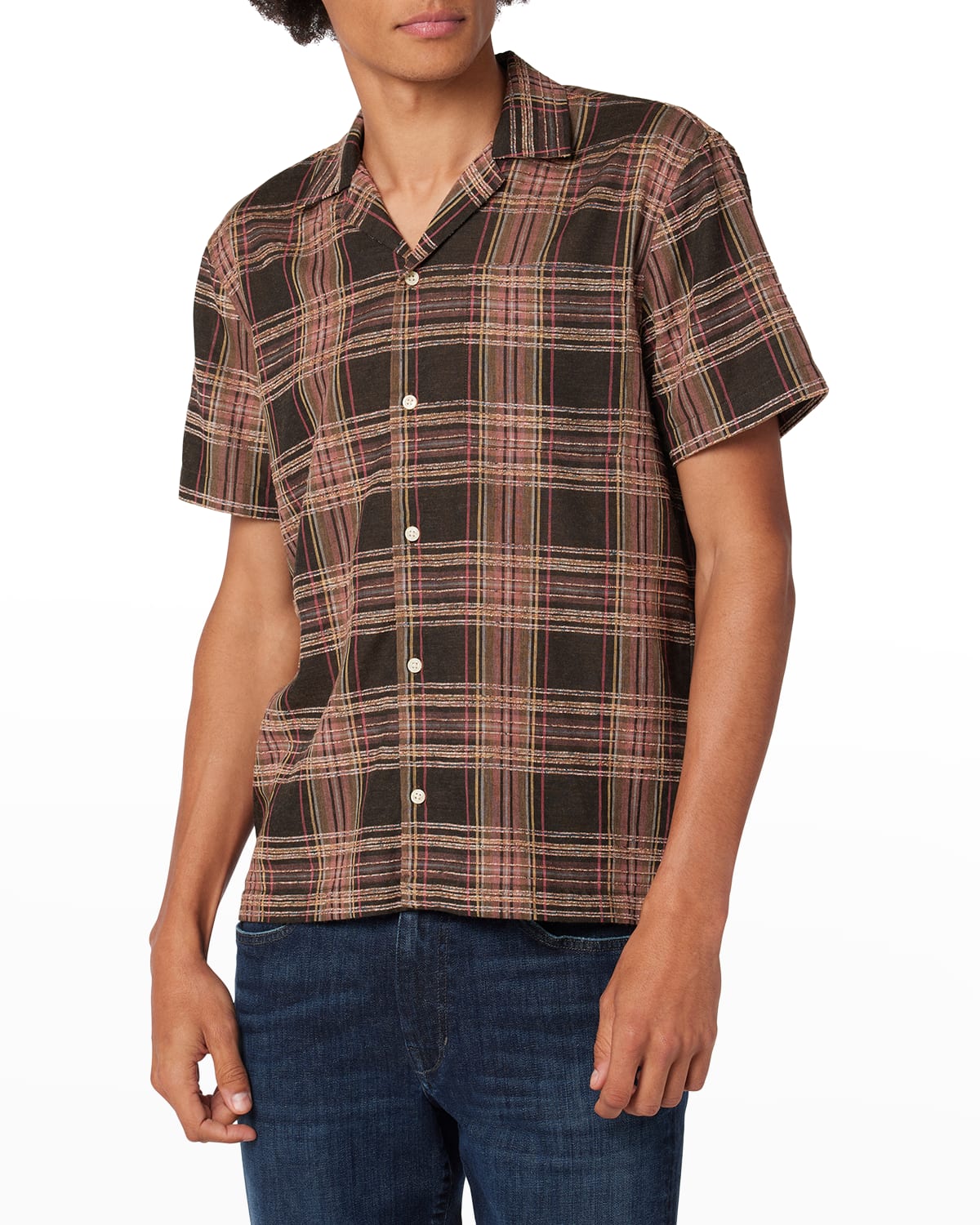 Joe's Jeans Men's Textured Cotton Camp Shirt Neiman Marcus