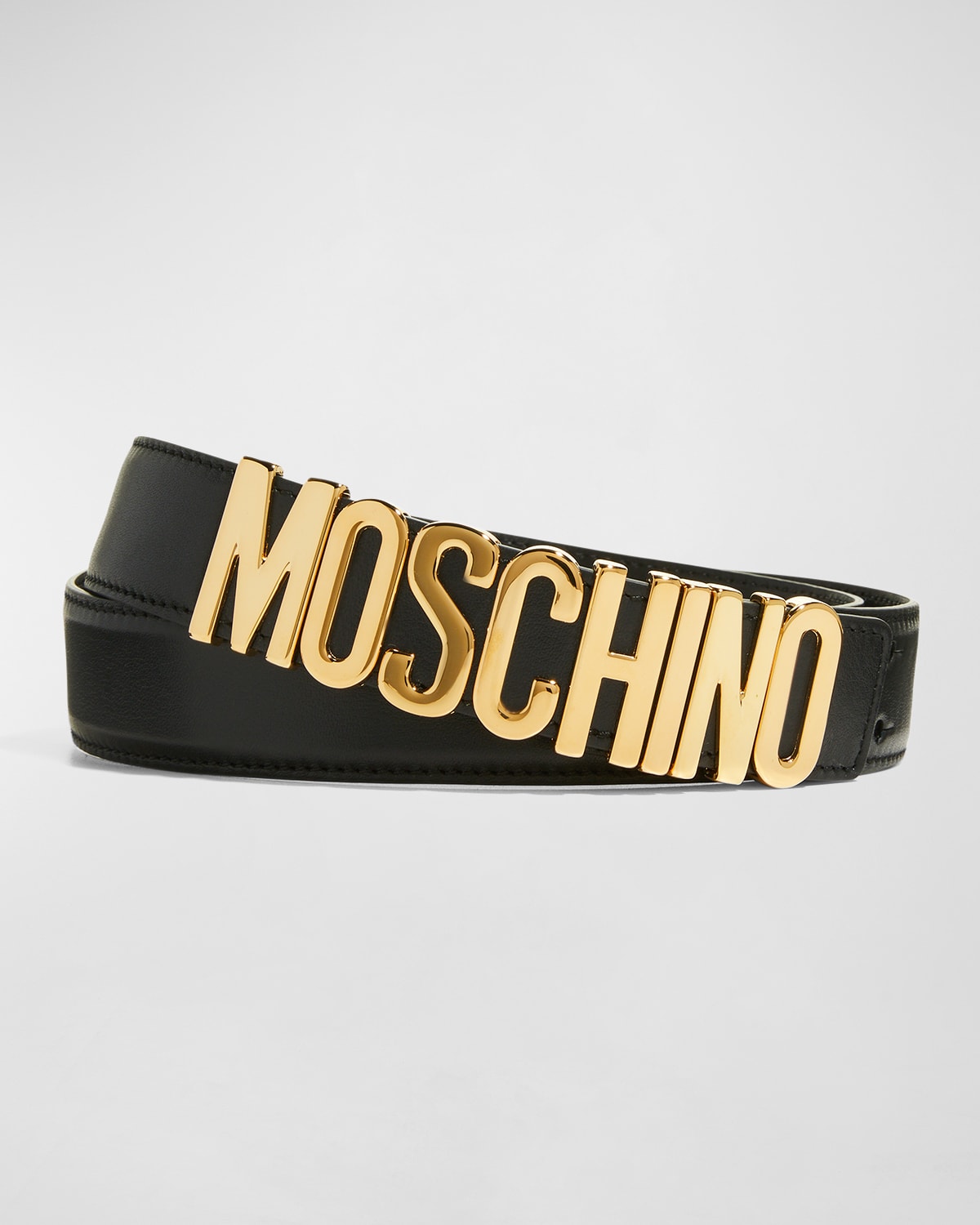 Moschino Men's Logo Leather Belt | Neiman Marcus