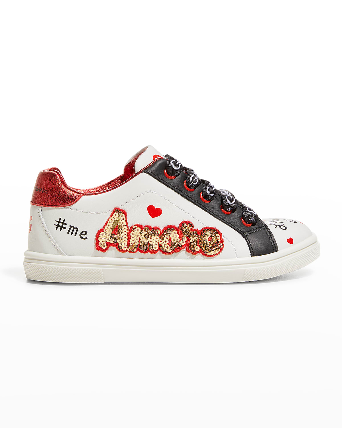 Dolce&Gabbana Kid's Logo Leather Low-Top Sneakers, Toddlers | Neiman Marcus