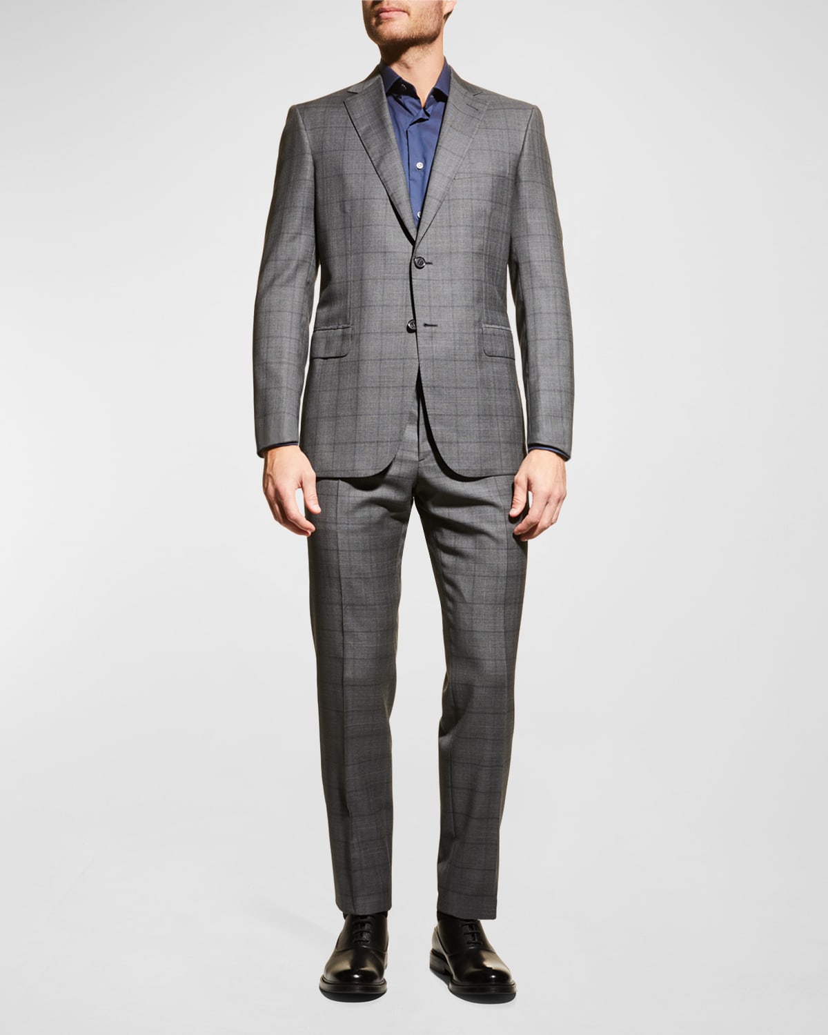 Canali Men's Windowpane Check Suit | Neiman Marcus