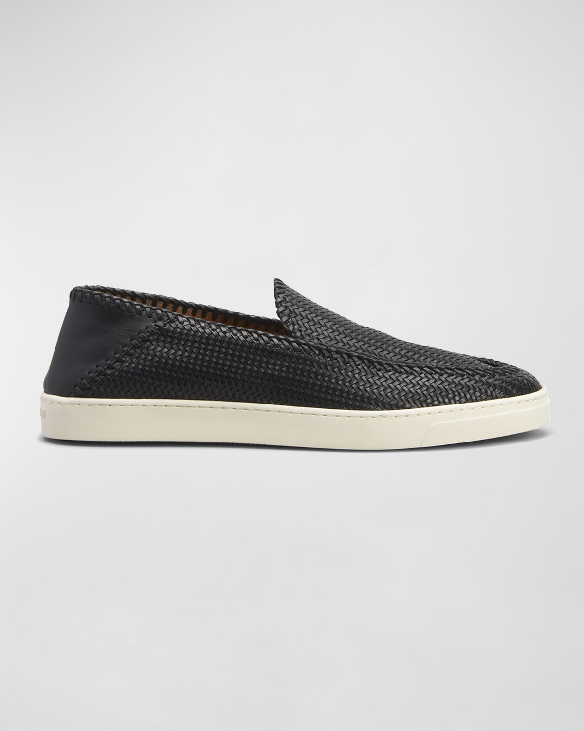 Giorgio Armani Men S Woven Leather Slip Ons Neiman Marcus