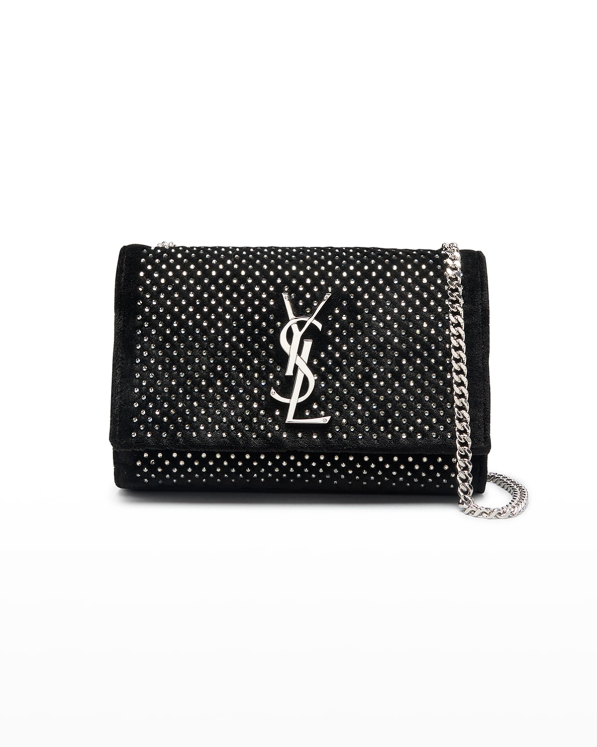 Saint Laurent Kate Small YSL Monogram Grain de Poudre Crossbody Bag on