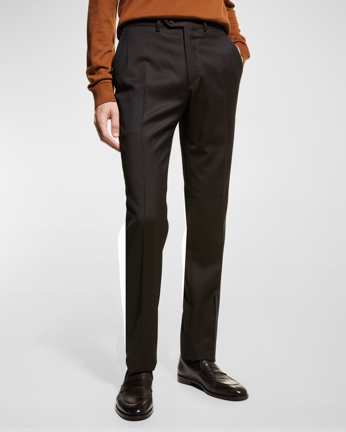 Kiton Men's Wool-Cashmere Tic Pants | Neiman Marcus