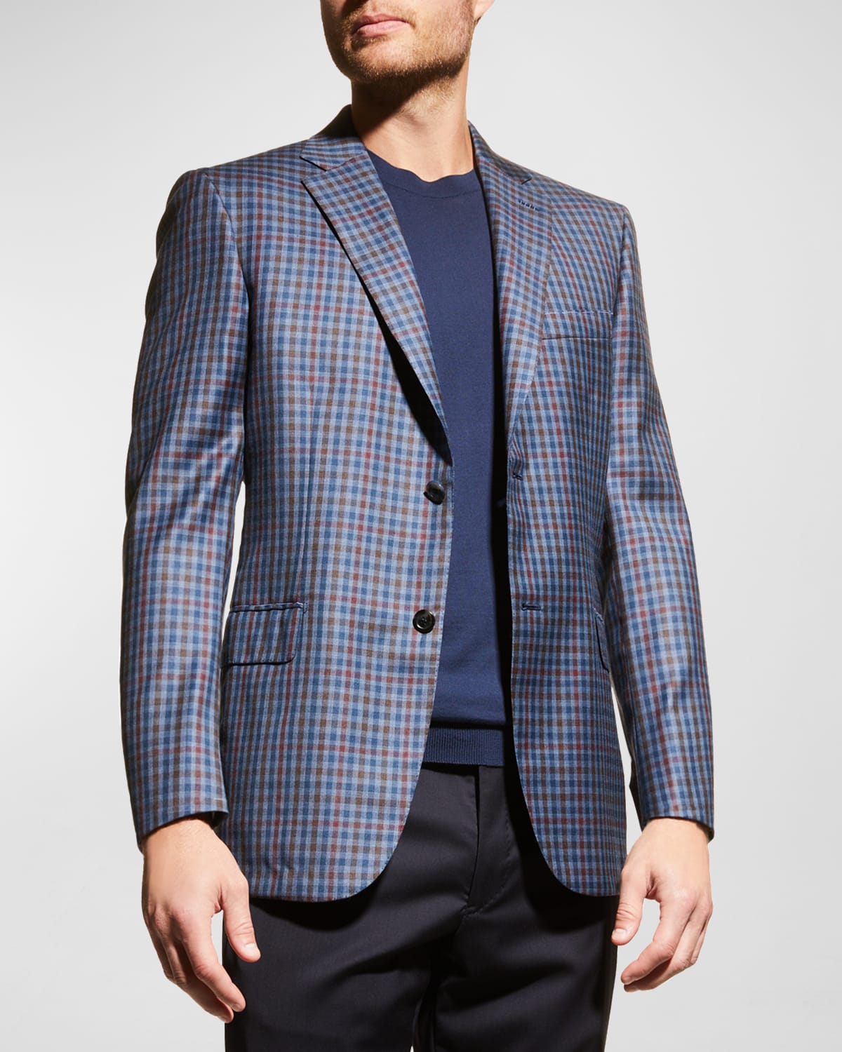 Brioni Men's Windowpane Wool Suit | Neiman Marcus